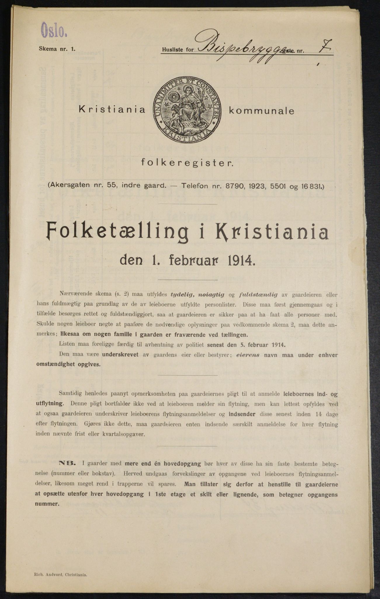 OBA, Municipal Census 1914 for Kristiania, 1914, p. 5332