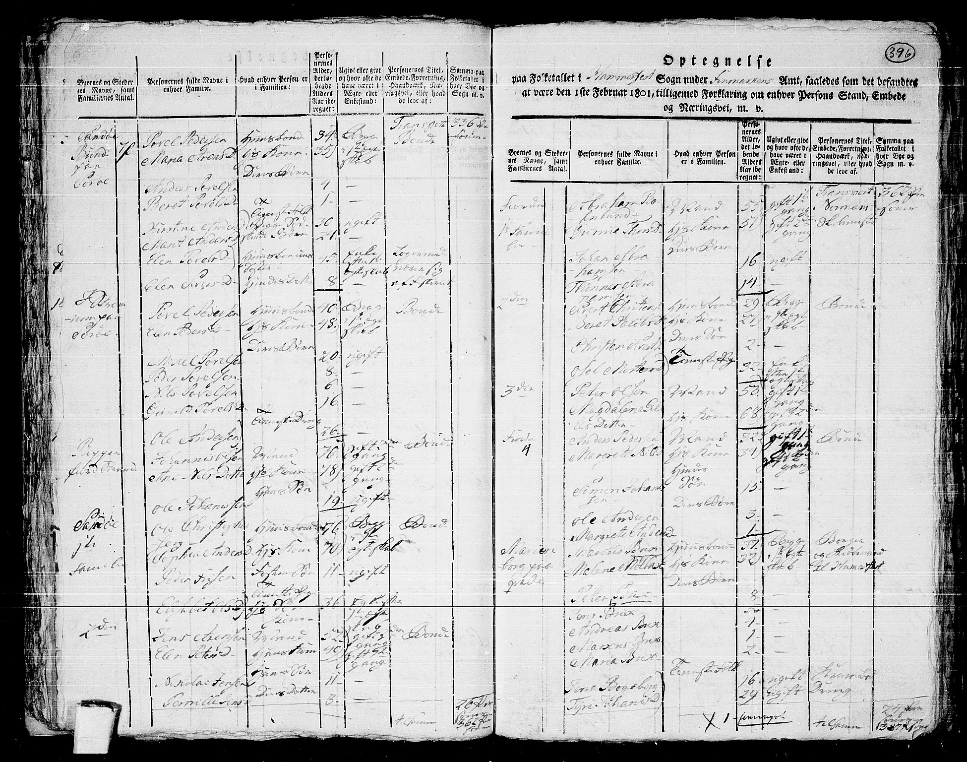 RA, 1801 census for 2001P Hammerfest, 1801, p. 395b-396a