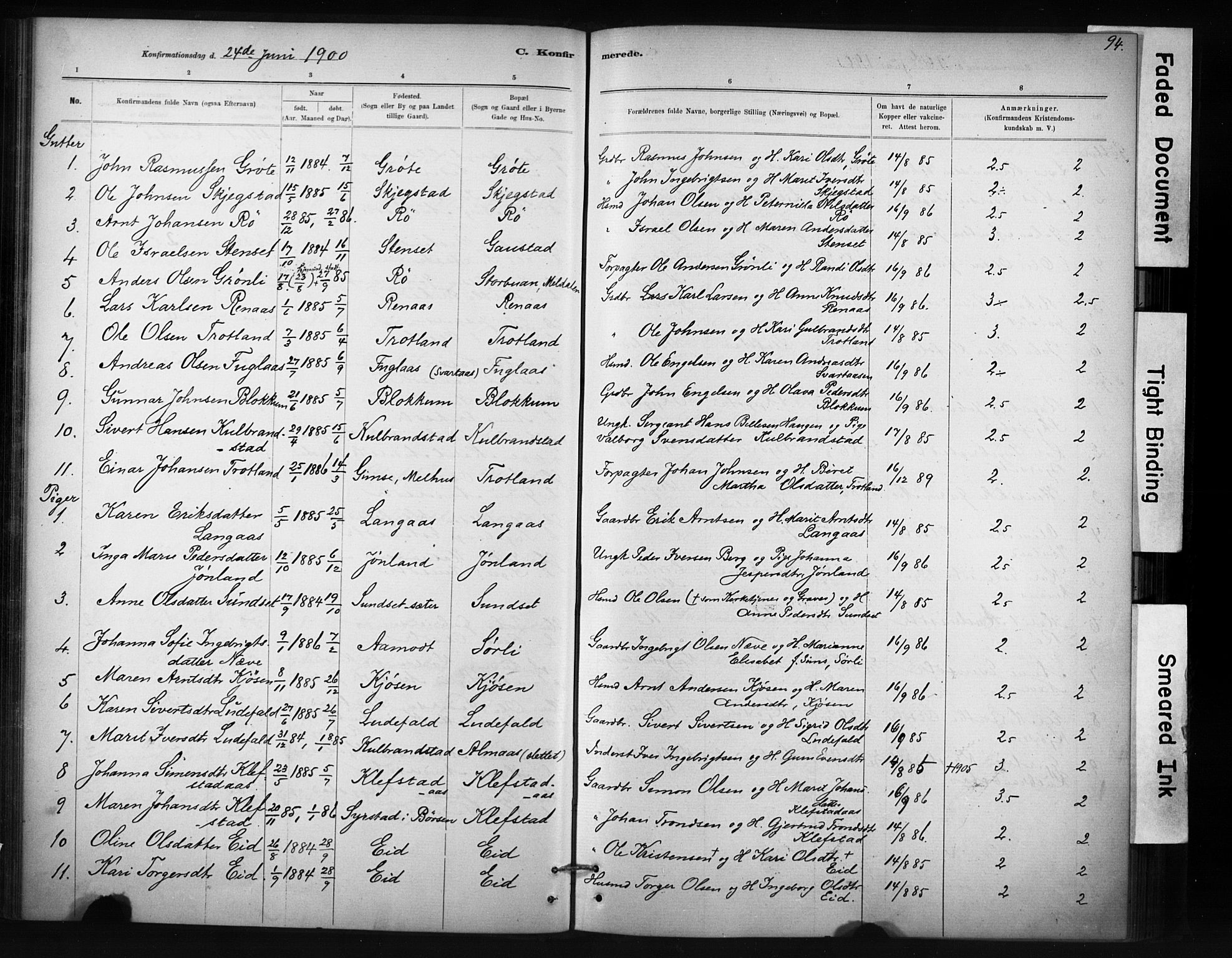 Ministerialprotokoller, klokkerbøker og fødselsregistre - Sør-Trøndelag, SAT/A-1456/694/L1127: Parish register (official) no. 694A01, 1887-1905, p. 94