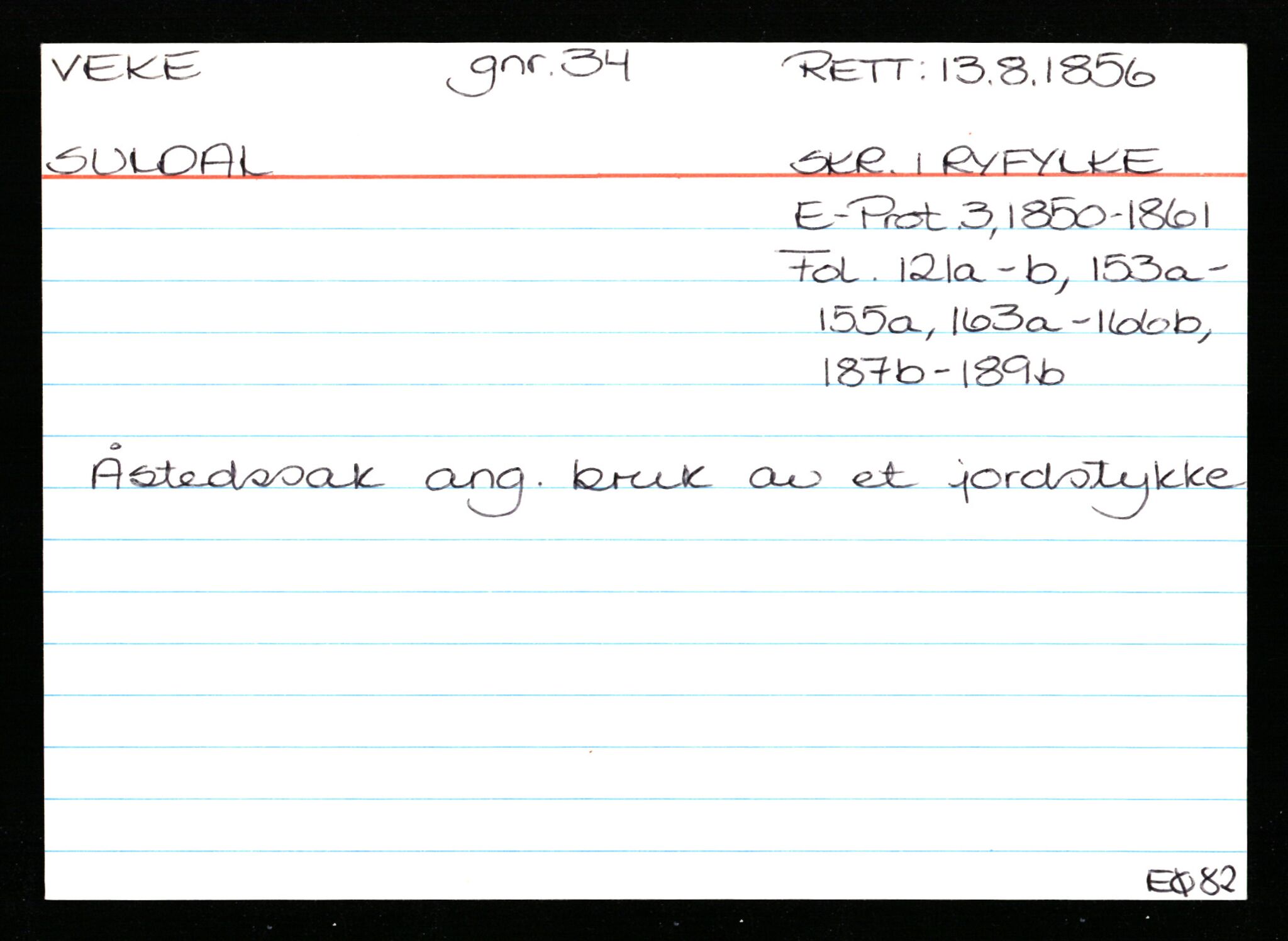 Statsarkivet i Stavanger, AV/SAST-A-101971/03/Y/Ym/L0065: Åstedskort sortert etter gårdsnavn: Vatland - Vervig, 1600-1950, p. 442
