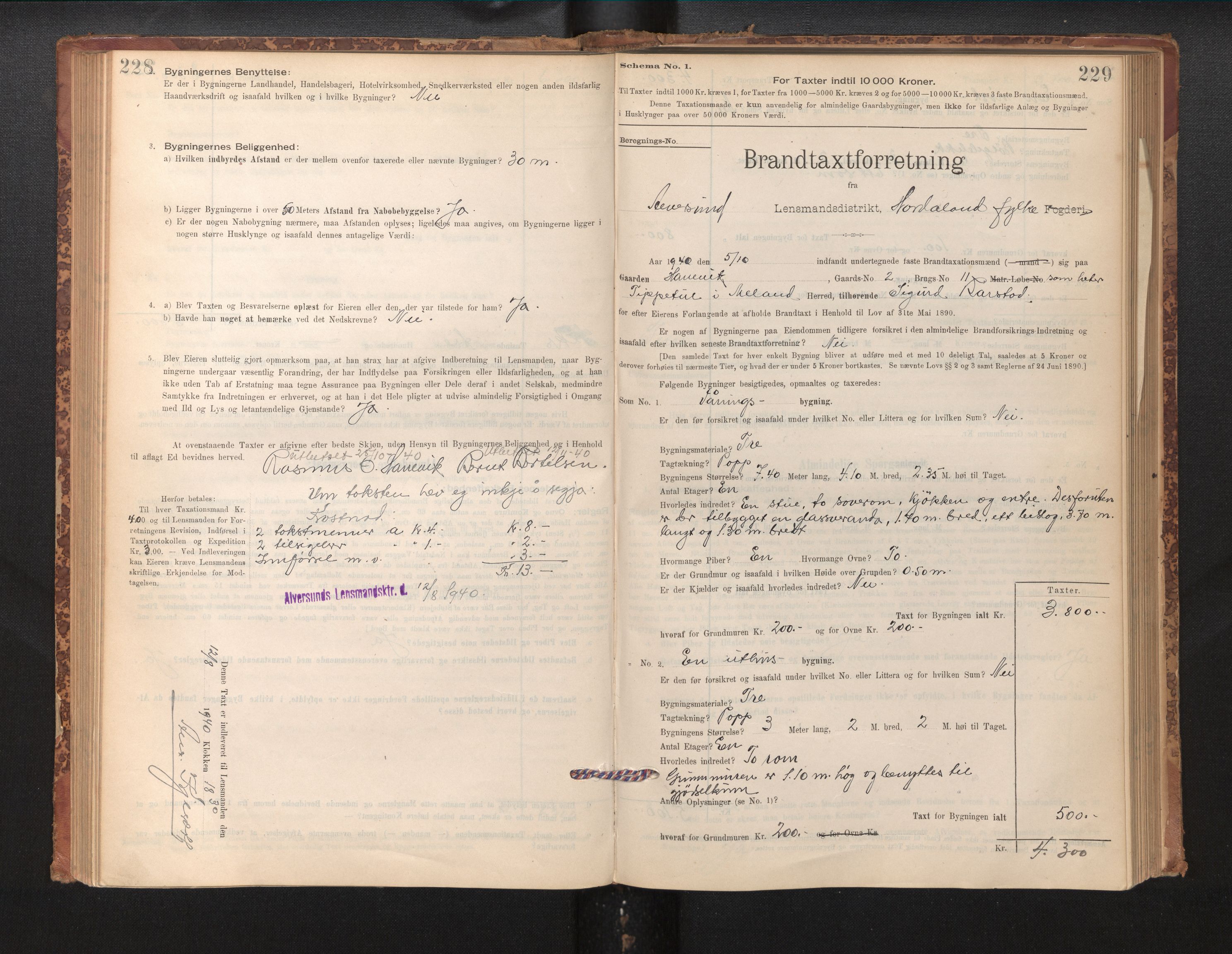 Lensmannen i Alversund, SAB/A-30701/0012/L0004: Branntakstprotokoll, skjematakst, 1894-1953, p. 228-229