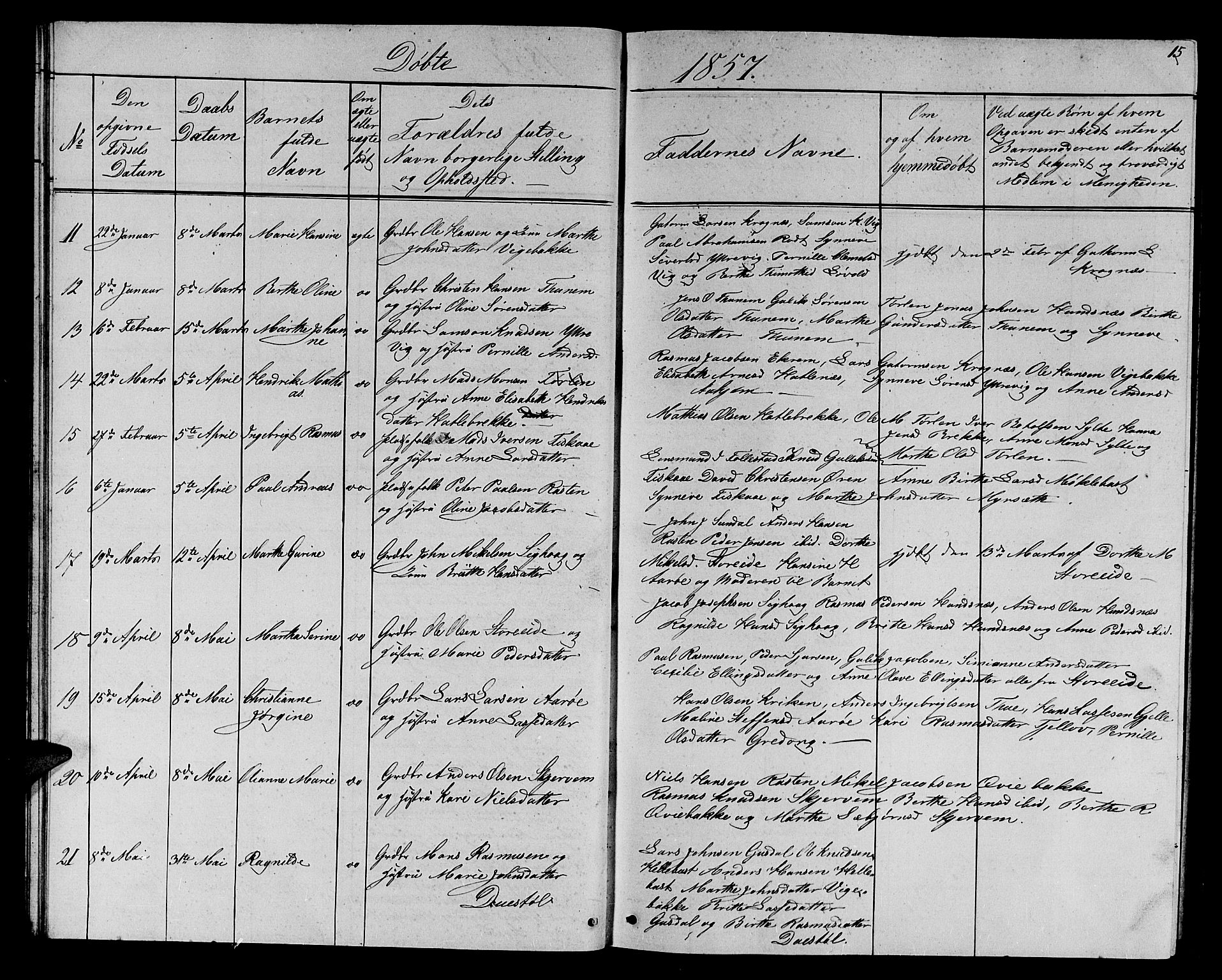 Ministerialprotokoller, klokkerbøker og fødselsregistre - Møre og Romsdal, AV/SAT-A-1454/501/L0015: Parish register (copy) no. 501C01, 1854-1867, p. 15