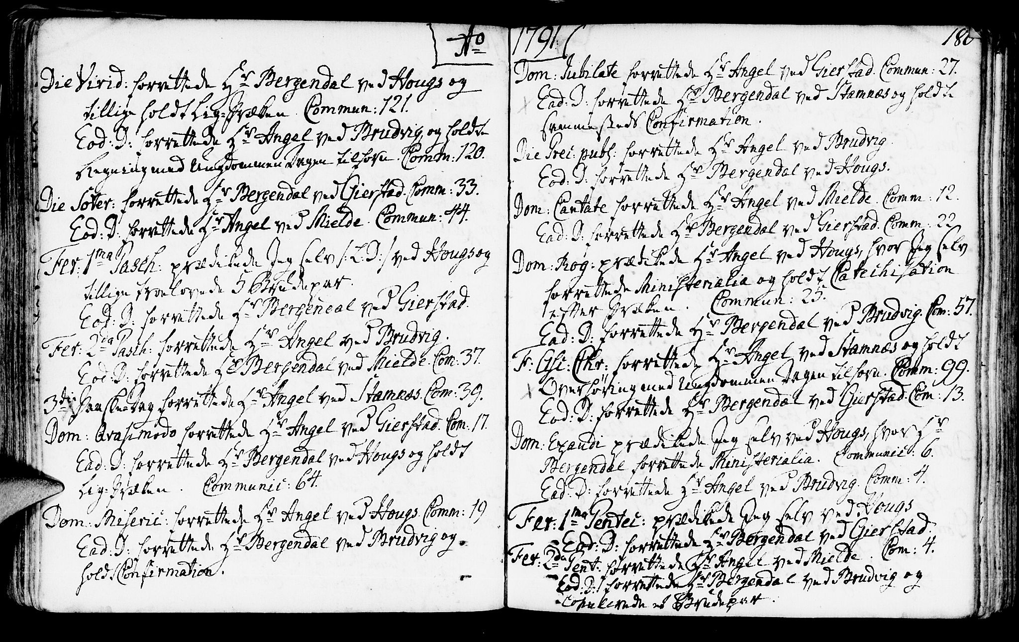 Haus sokneprestembete, AV/SAB-A-75601/H/Haa: Parish register (official) no. A 10, 1782-1796, p. 180