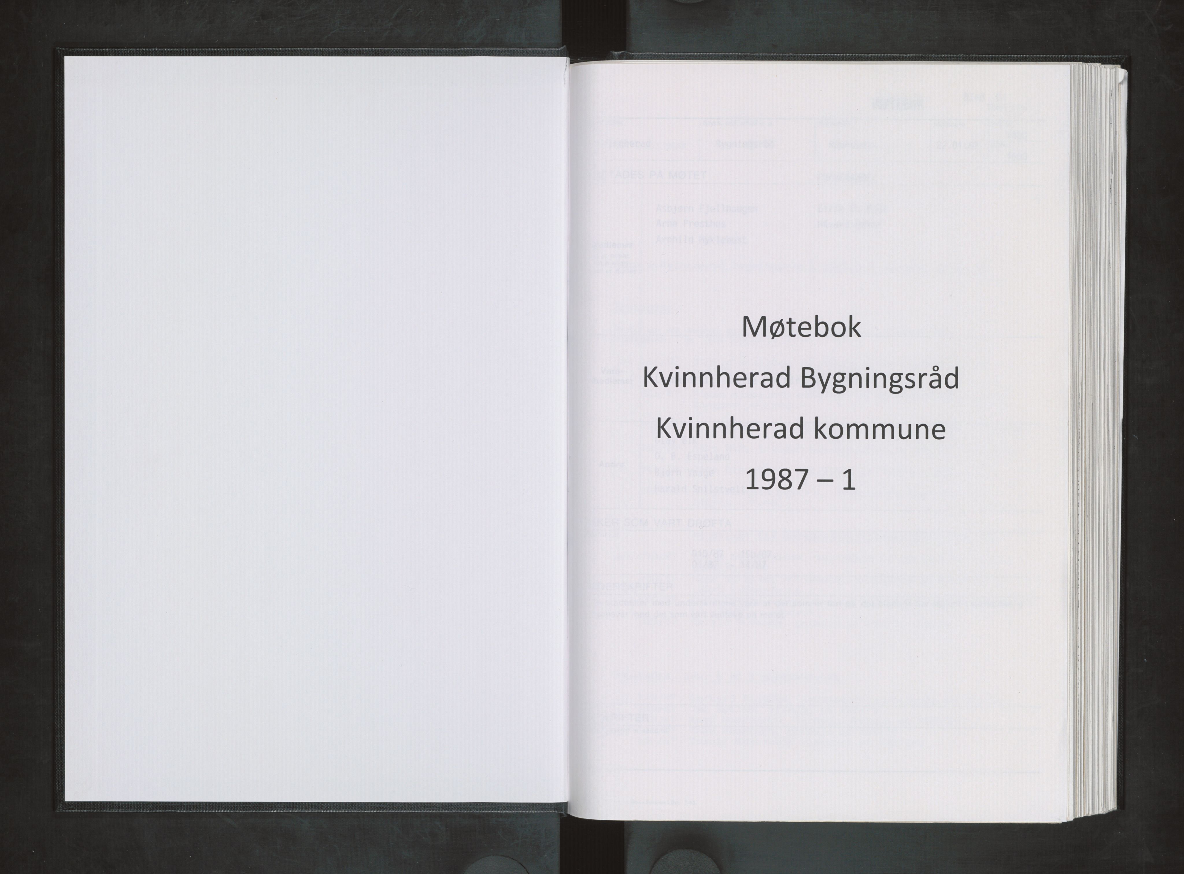 Kvinnherad kommune. Bygningsrådet , IKAH/1224-511/A/Aa/L0052: Møtebok for Kvinnherad bygningsråd, 1987