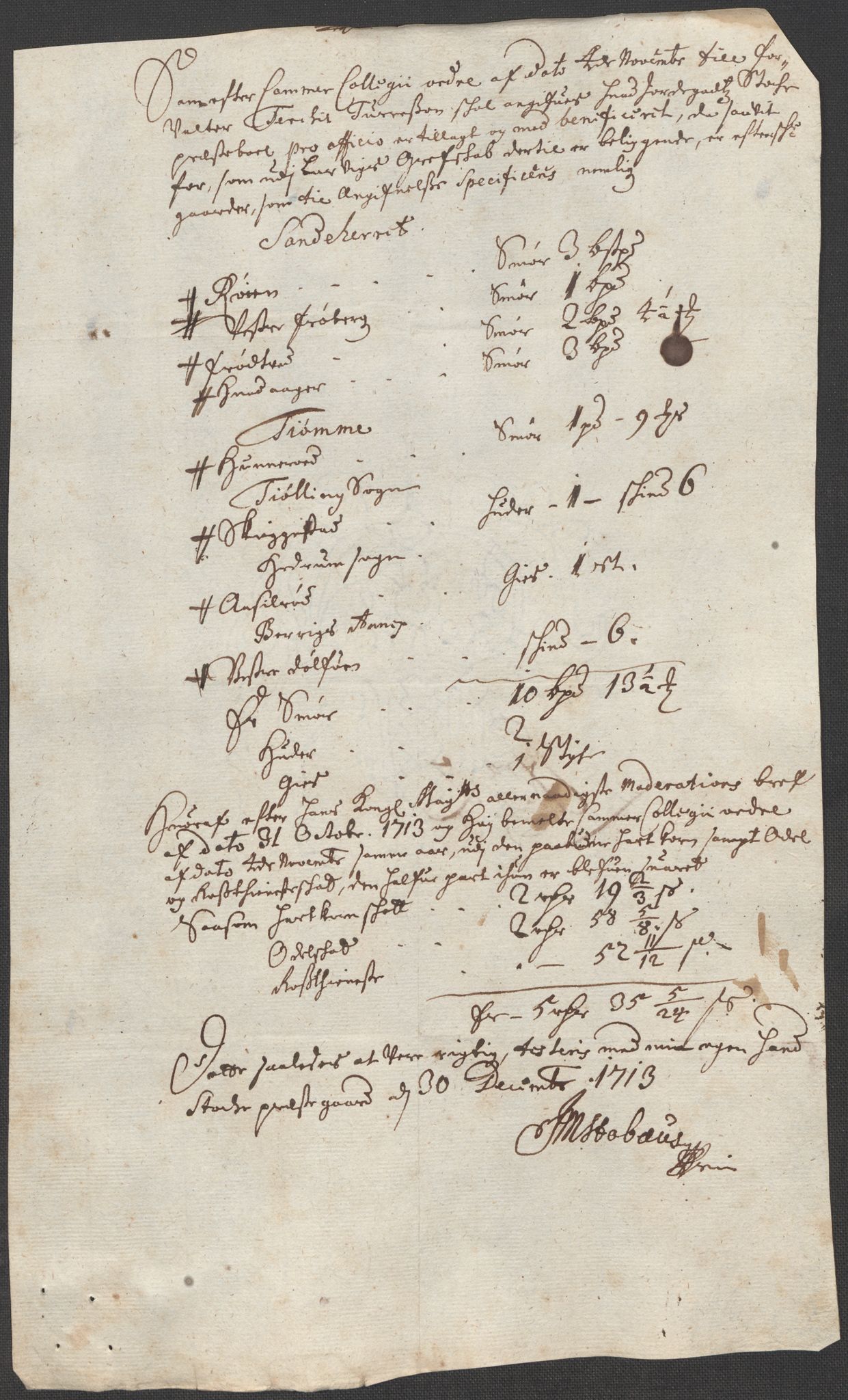 Rentekammeret inntil 1814, Reviderte regnskaper, Fogderegnskap, AV/RA-EA-4092/R33/L1985: Fogderegnskap Larvik grevskap, 1713, p. 277