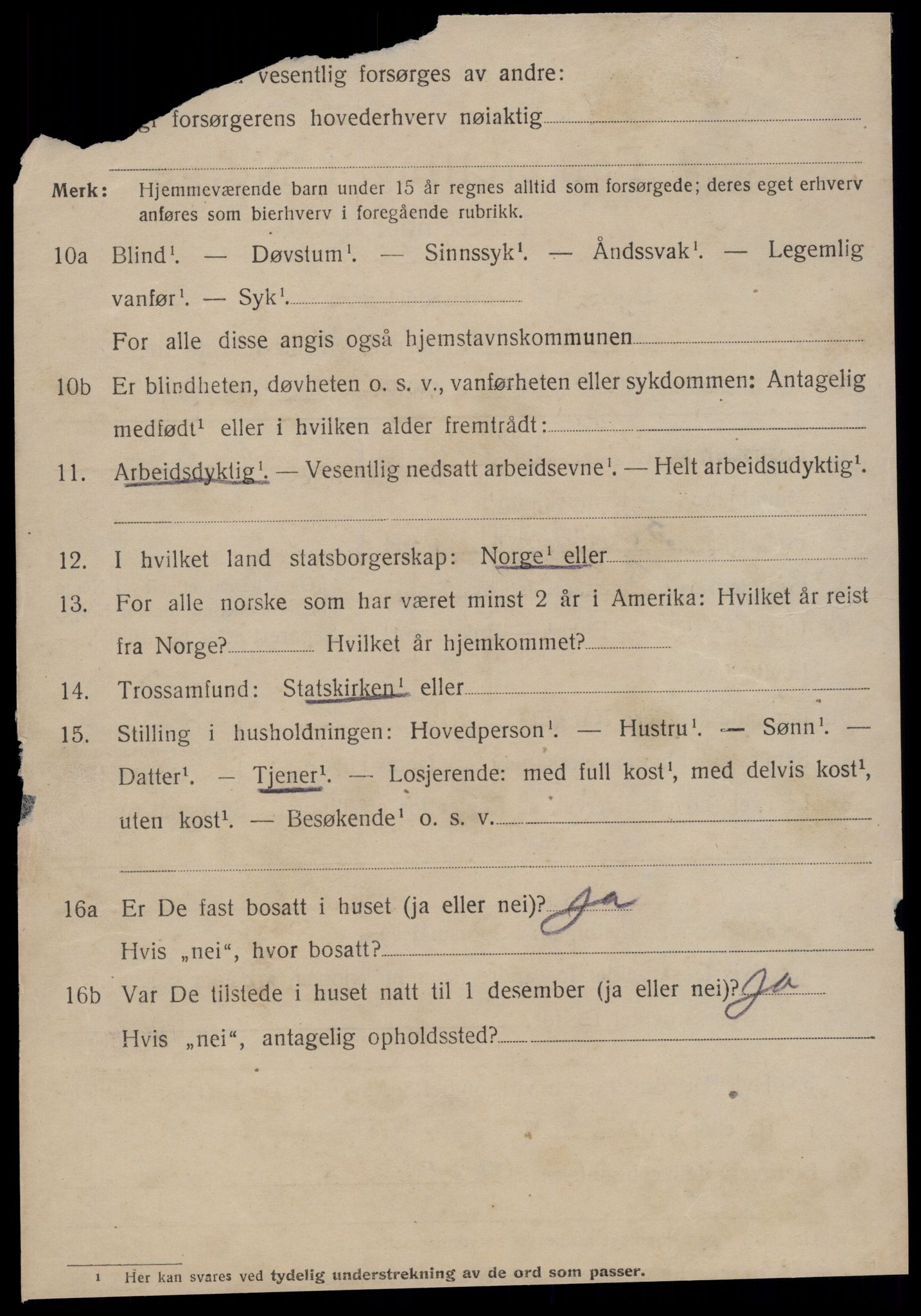 SAT, 1920 census for Stranda, 1920, p. 3210