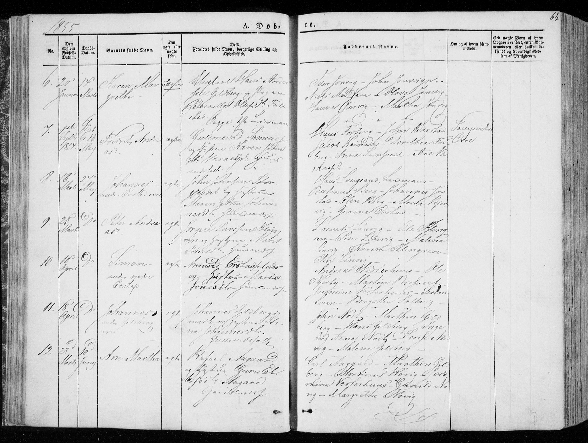 Ministerialprotokoller, klokkerbøker og fødselsregistre - Nord-Trøndelag, SAT/A-1458/722/L0218: Parish register (official) no. 722A05, 1843-1868, p. 64
