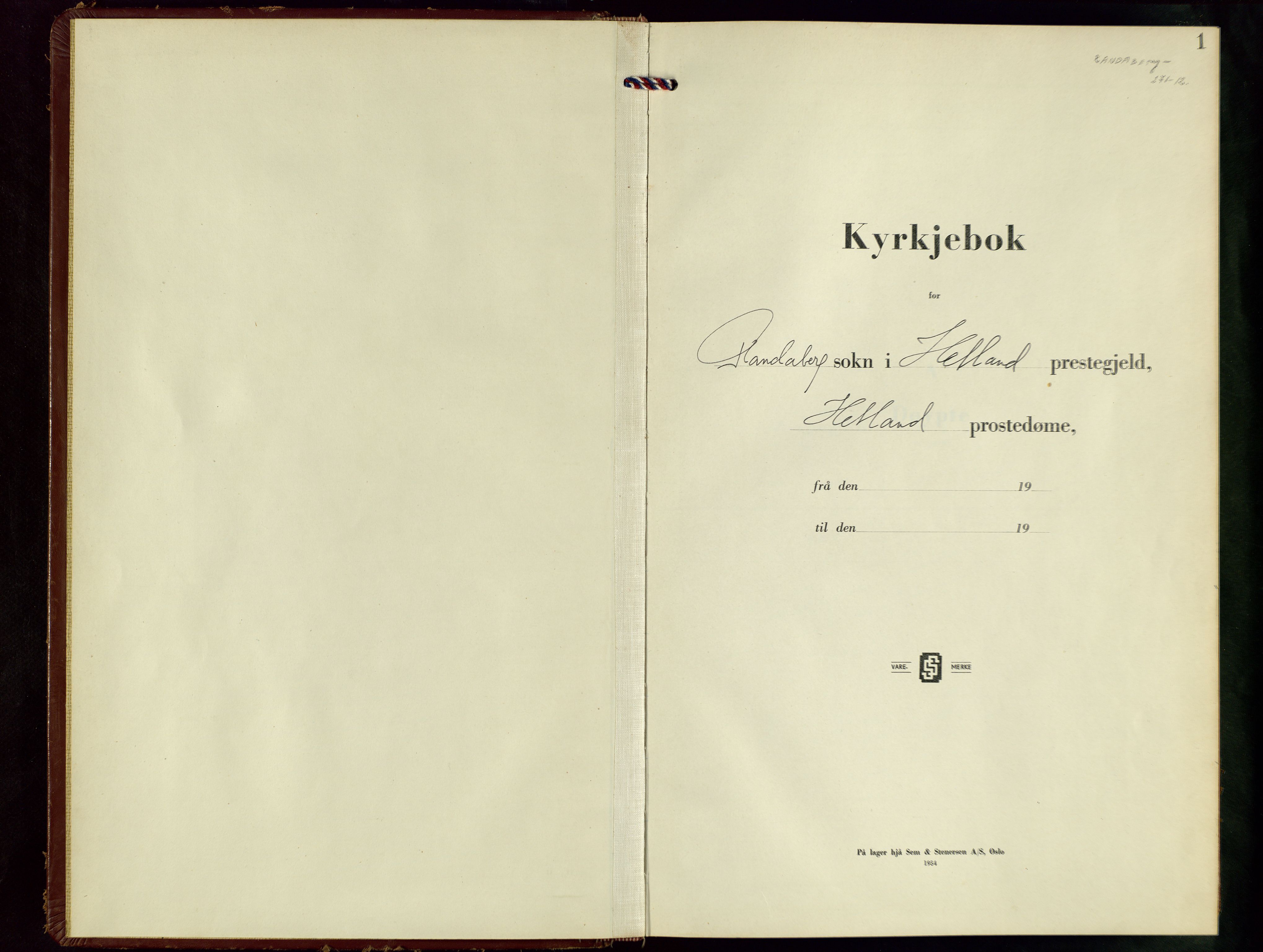 Hetland sokneprestkontor, SAST/A-101826/30/30BB/L0019: Parish register (copy) no. B 19, 1956-1968, p. 1