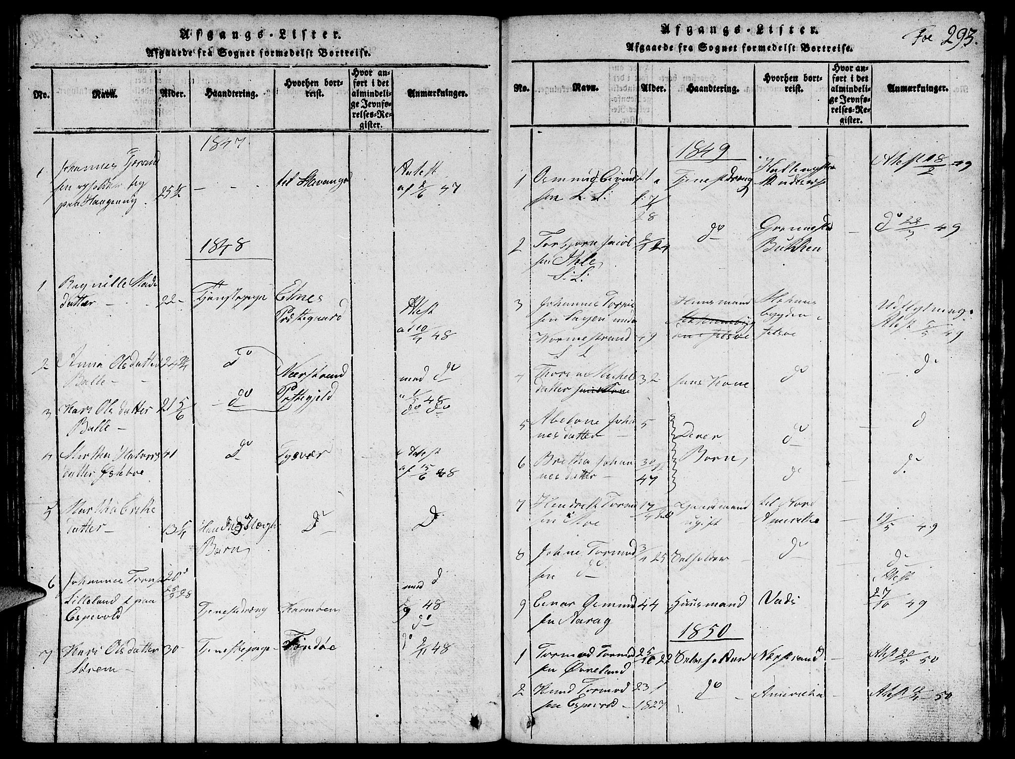 Vikedal sokneprestkontor, AV/SAST-A-101840/01/V: Parish register (copy) no. B 1, 1816-1853, p. 293