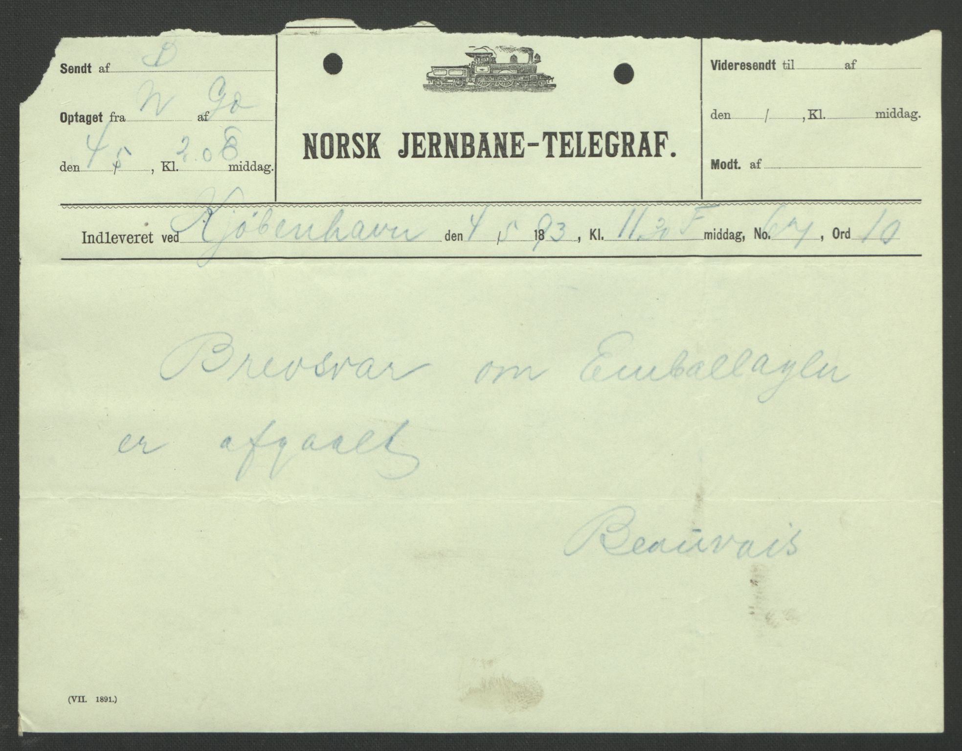 Arbeidskomitéen for Fridtjof Nansens polarekspedisjon, AV/RA-PA-0061/D/L0004: Innk. brev og telegrammer vedr. proviant og utrustning, 1892-1893, p. 615