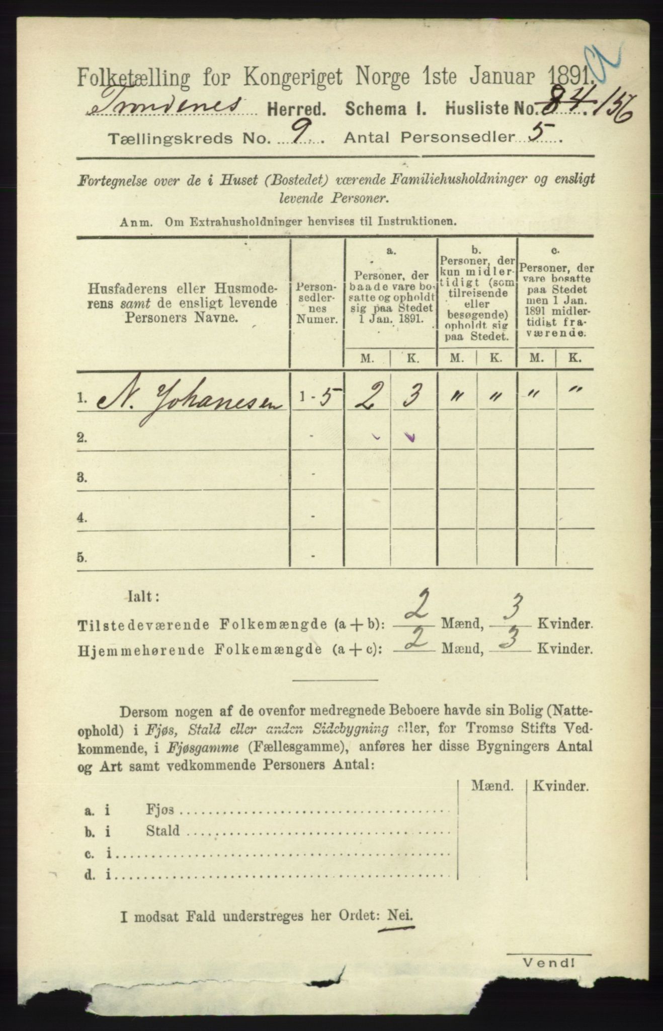 RA, 1891 census for 1914 Trondenes, 1891, p. 6386