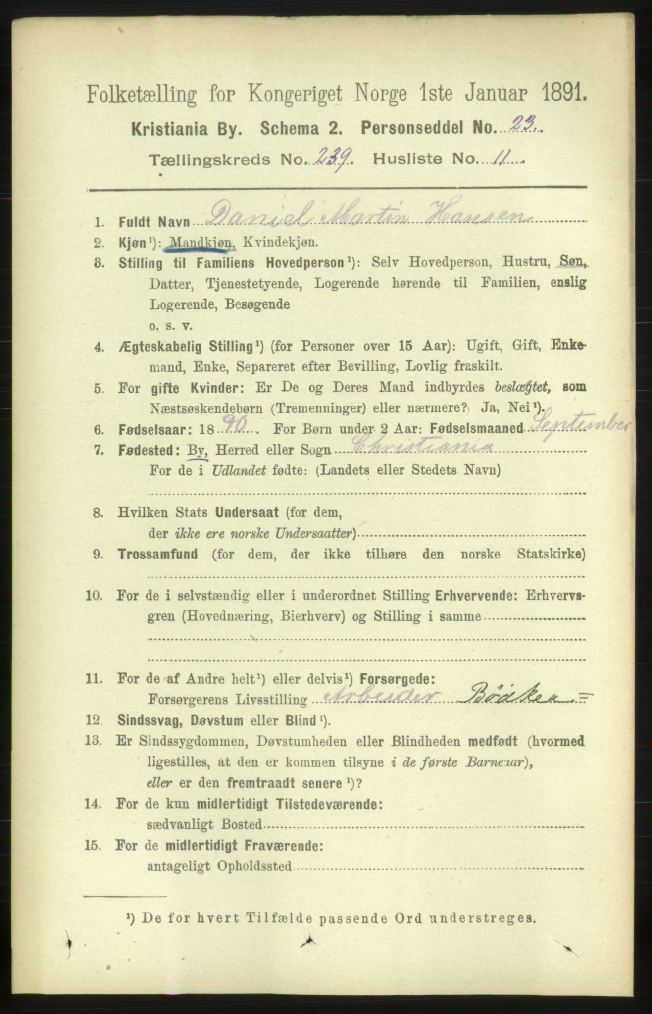 RA, 1891 census for 0301 Kristiania, 1891, p. 145535