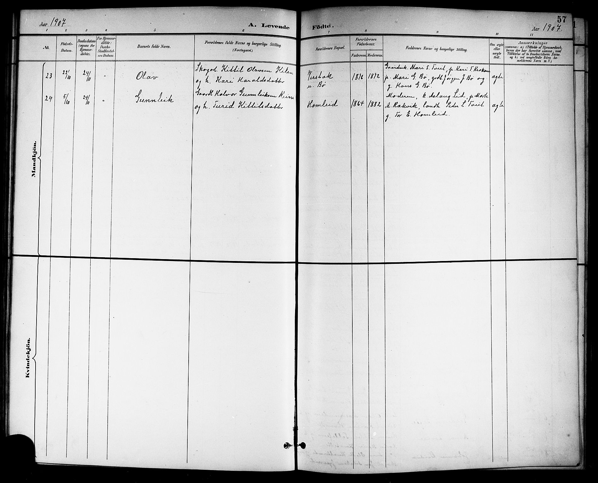 Drangedal kirkebøker, SAKO/A-258/G/Gb/L0002: Parish register (copy) no. II 2, 1895-1918, p. 57