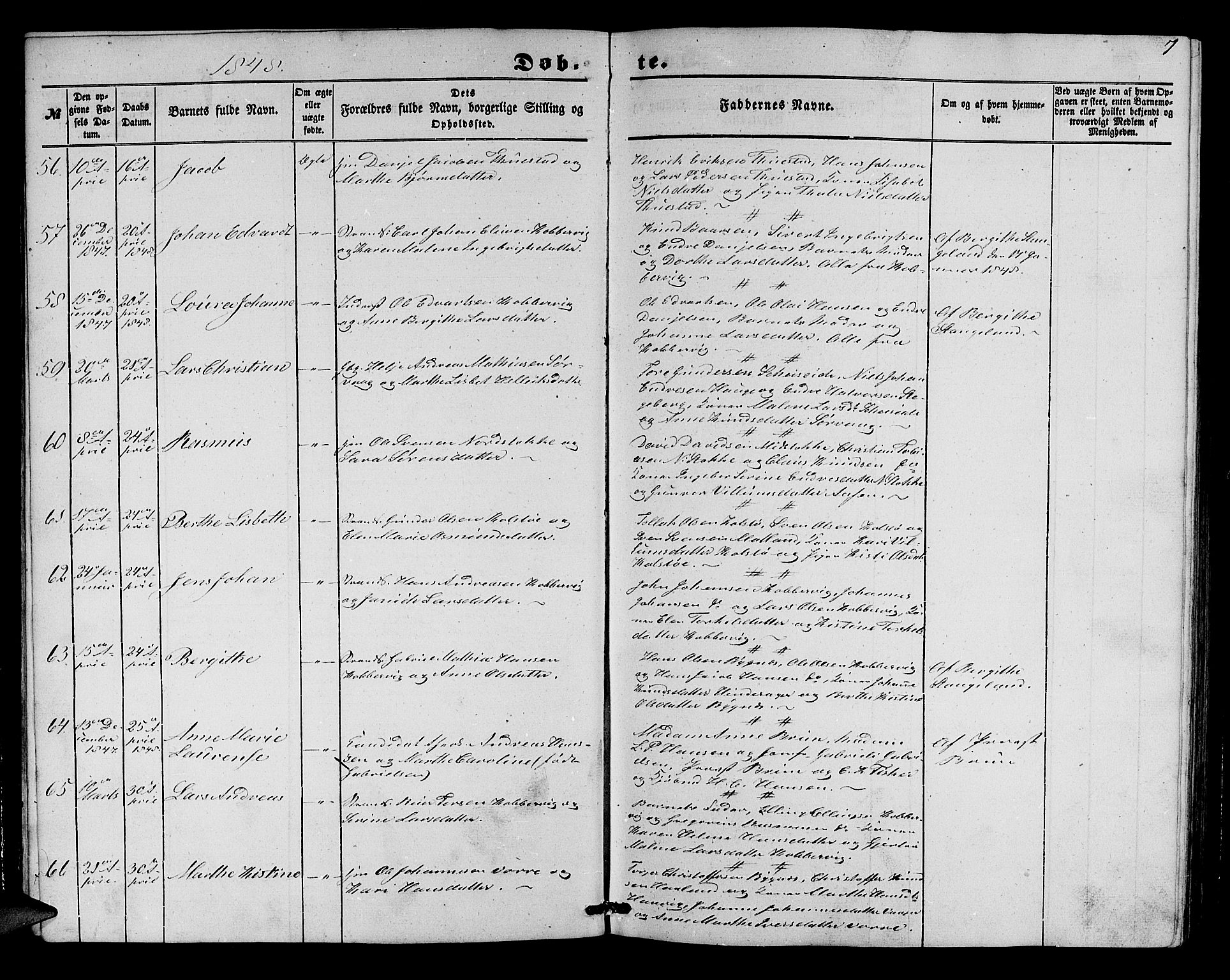 Avaldsnes sokneprestkontor, AV/SAST-A -101851/H/Ha/Hab/L0002: Parish register (copy) no. B 2, 1848-1856, p. 7