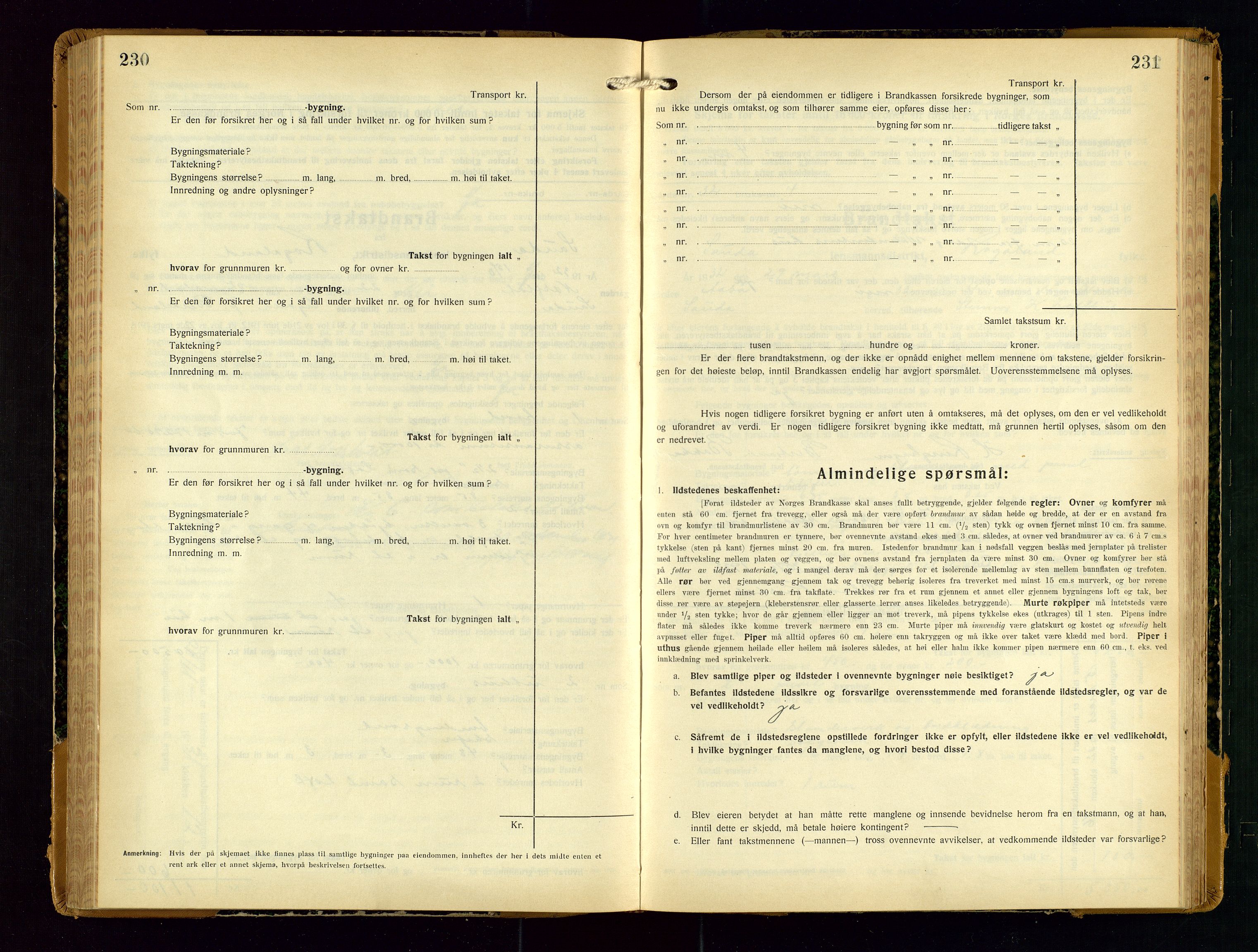 Sauda lensmannskontor, SAST/A-100177/Gob/L0003: Branntakstprotokoll - skjematakst, 1928-1936, p. 230-231