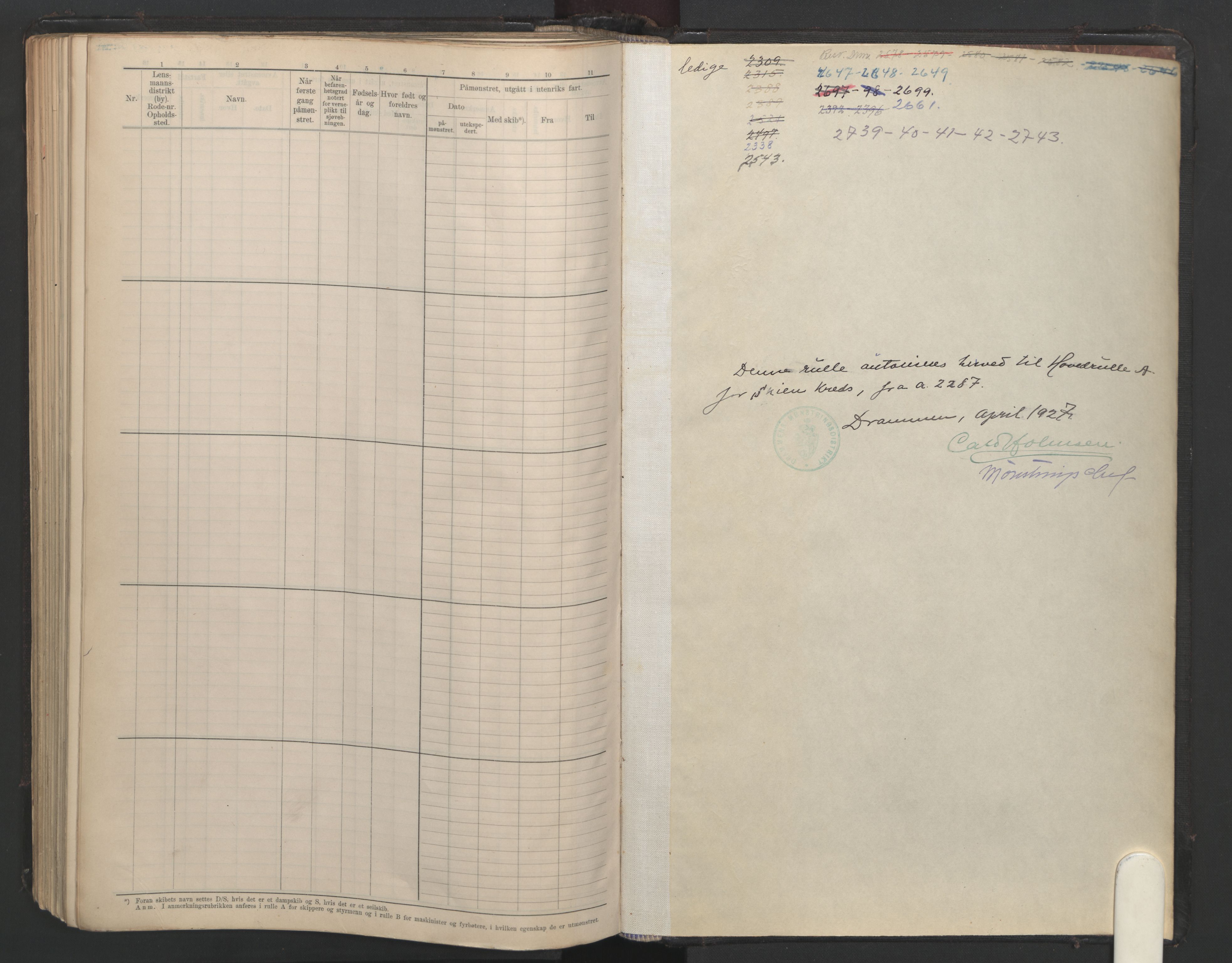 Skien innrulleringskontor, SAKO/A-832/F/Fb/L0008: Hovedrulle, 1927-1948, p. 201