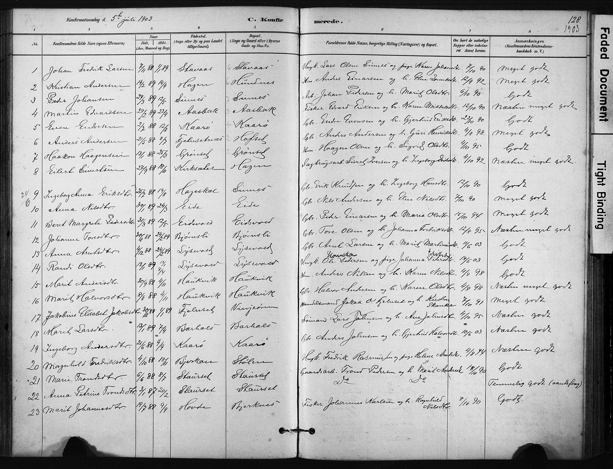 Ministerialprotokoller, klokkerbøker og fødselsregistre - Sør-Trøndelag, SAT/A-1456/631/L0512: Parish register (official) no. 631A01, 1879-1912, p. 128