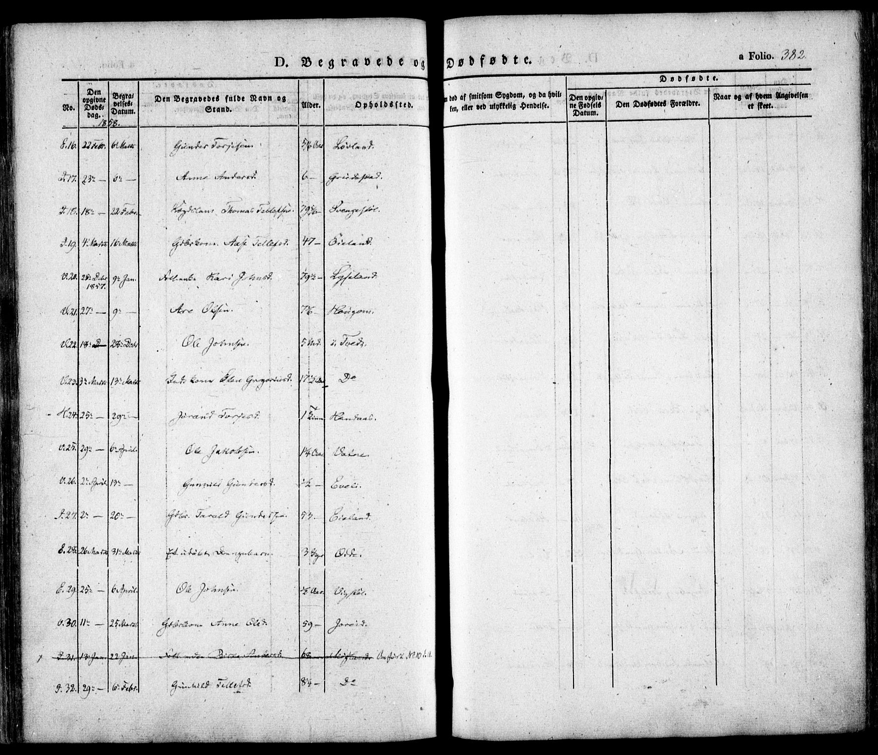 Evje sokneprestkontor, AV/SAK-1111-0008/F/Fa/Faa/L0005: Parish register (official) no. A 5, 1843-1865, p. 382