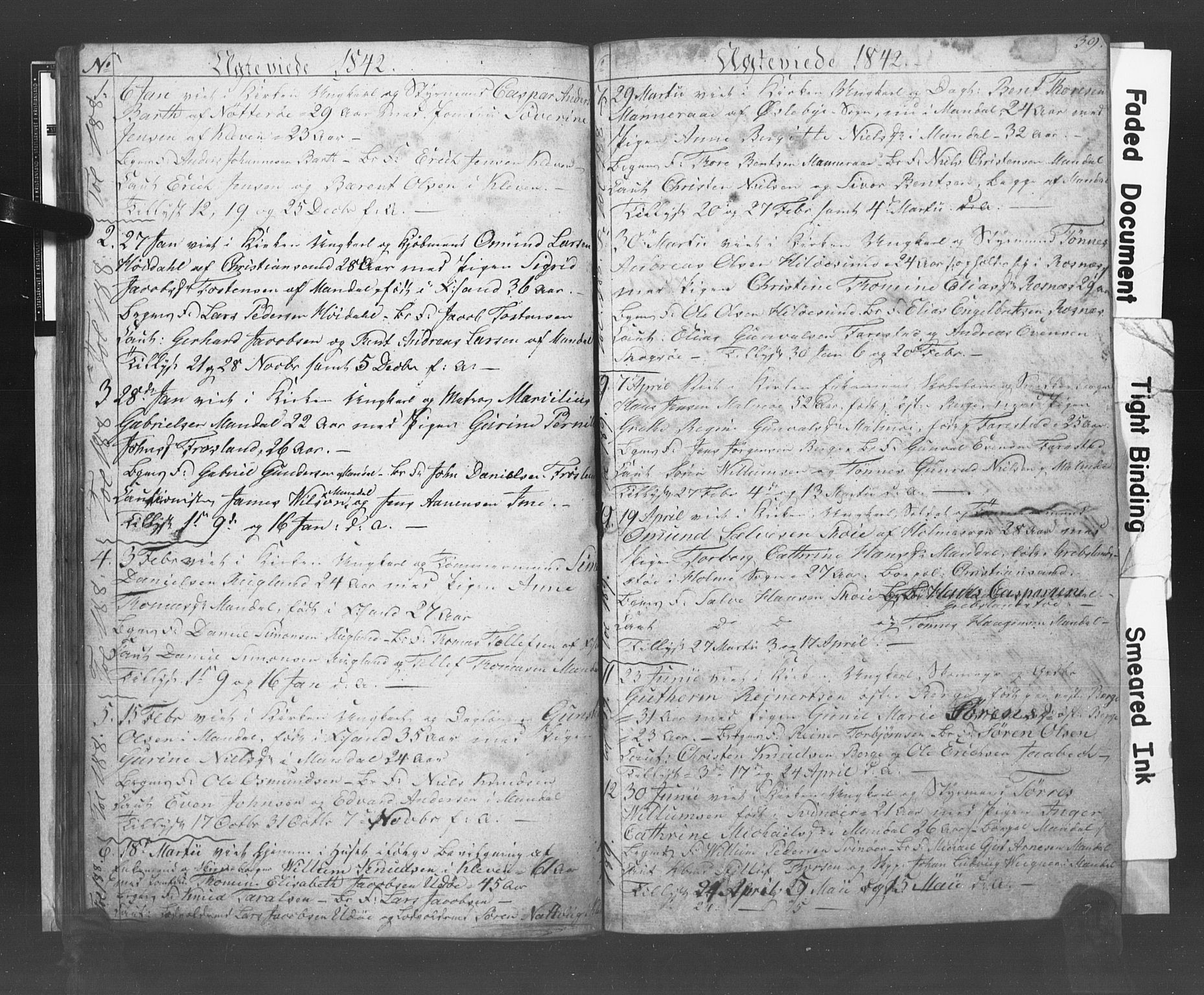 Mandal sokneprestkontor, SAK/1111-0030/F/Fb/Fba/L0005: Parish register (copy) no. B 1E, 1842-1845, p. 39