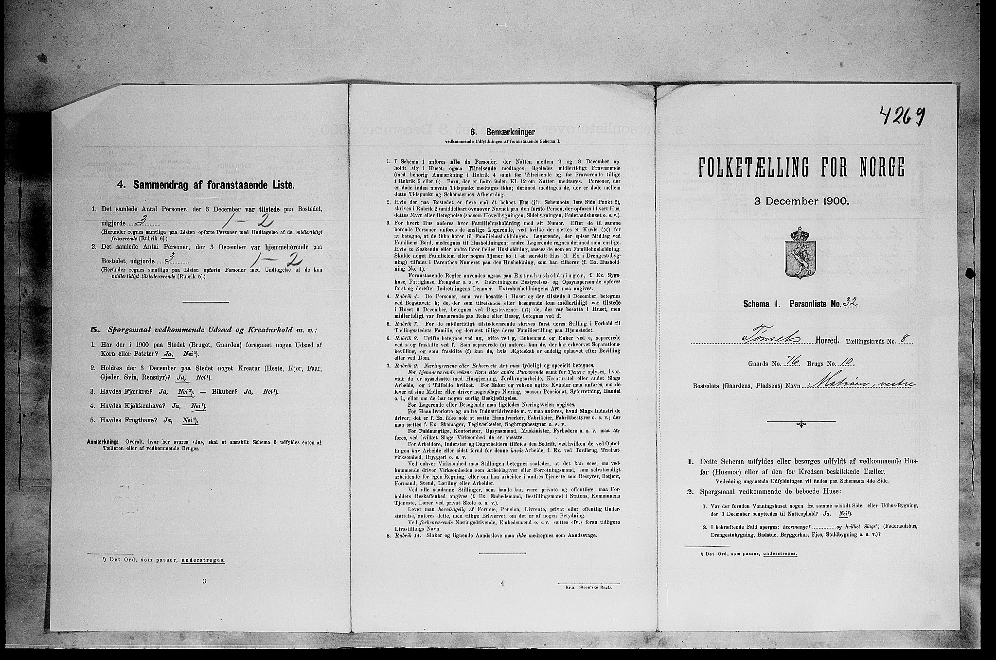 SAH, 1900 census for Tynset, 1900, p. 773