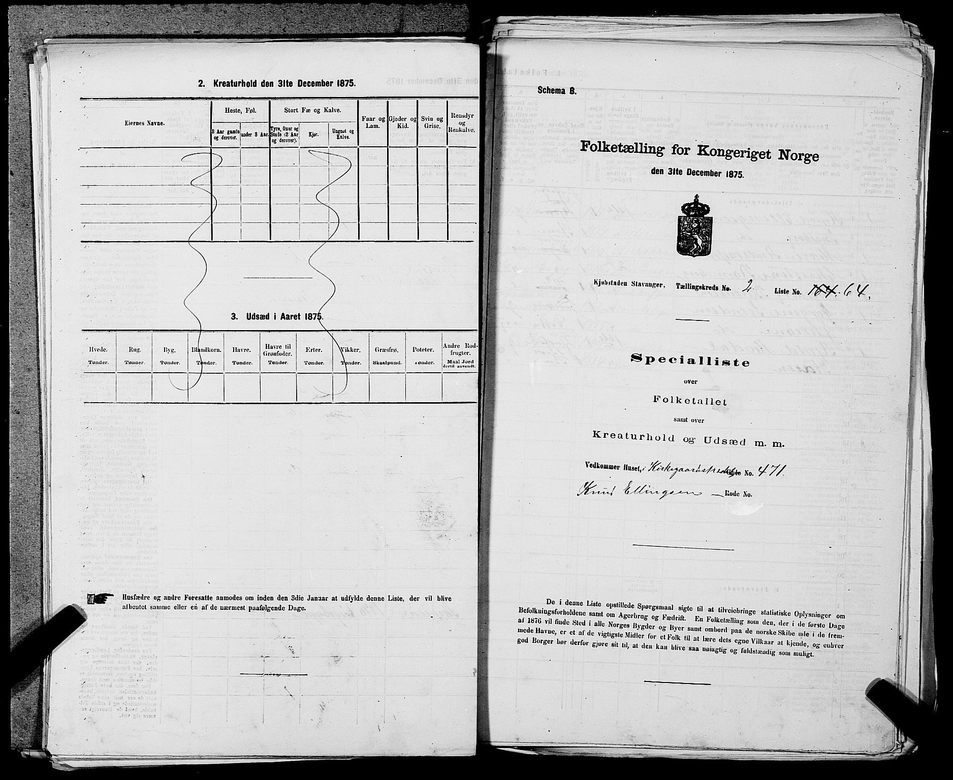 SAST, 1875 census for 1103 Stavanger, 1875, p. 344