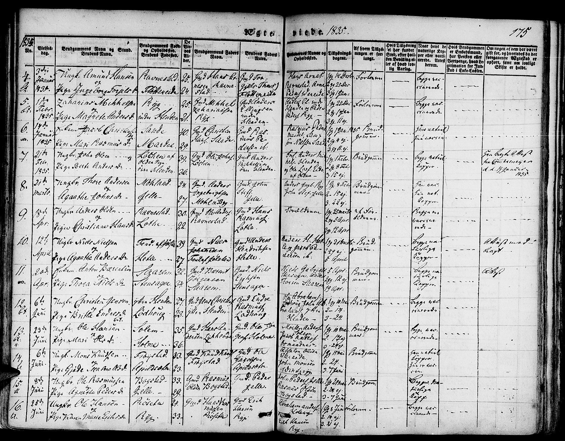 Gloppen sokneprestembete, SAB/A-80101/H/Haa/Haaa/L0007: Parish register (official) no. A 7, 1827-1837, p. 175