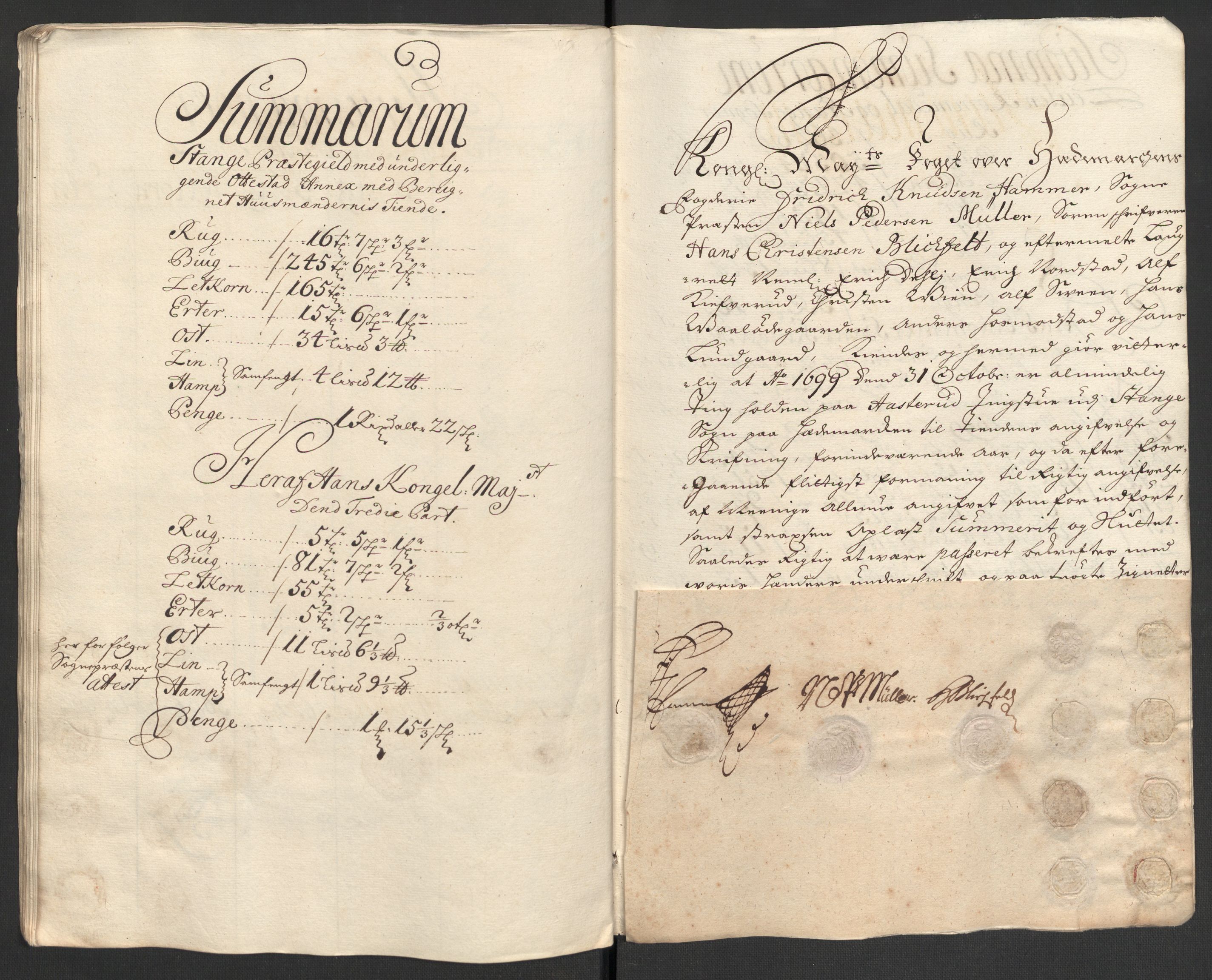Rentekammeret inntil 1814, Reviderte regnskaper, Fogderegnskap, AV/RA-EA-4092/R16/L1038: Fogderegnskap Hedmark, 1699, p. 66