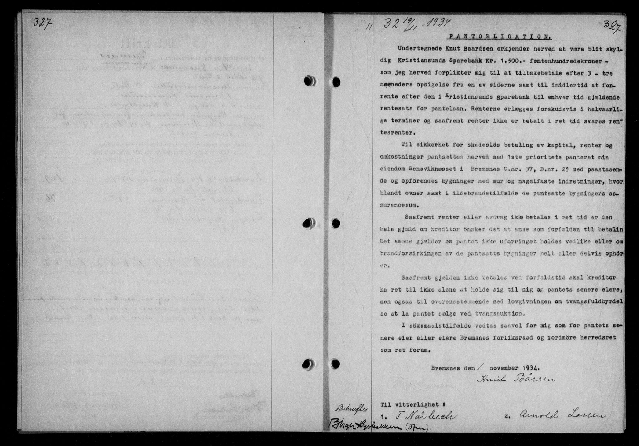 Nordmøre sorenskriveri, AV/SAT-A-4132/1/2/2Ca/L0082: Mortgage book no. 72, 1934-1934, Deed date: 19.11.1934