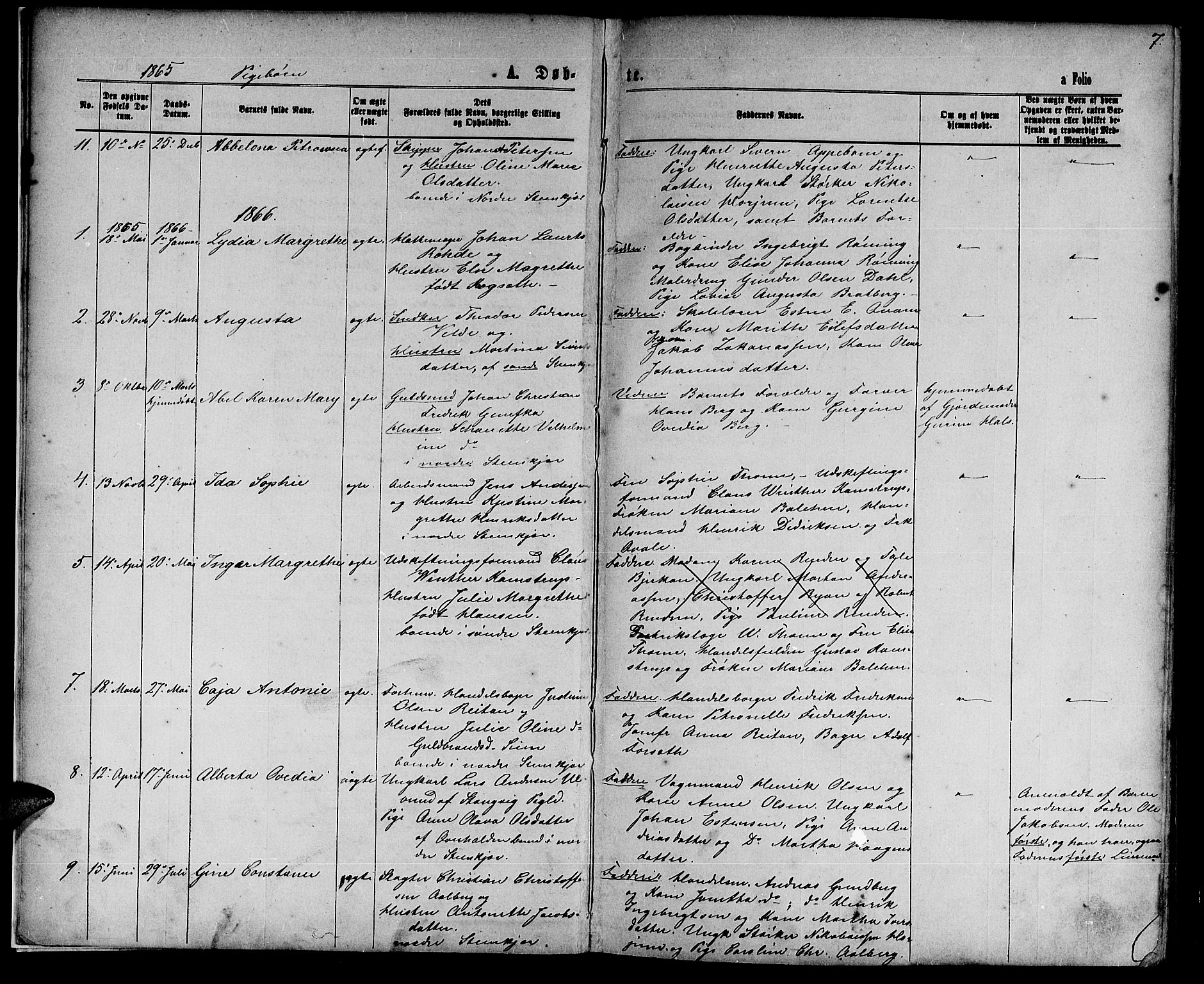 Ministerialprotokoller, klokkerbøker og fødselsregistre - Nord-Trøndelag, AV/SAT-A-1458/739/L0373: Parish register (copy) no. 739C01, 1865-1882, p. 7