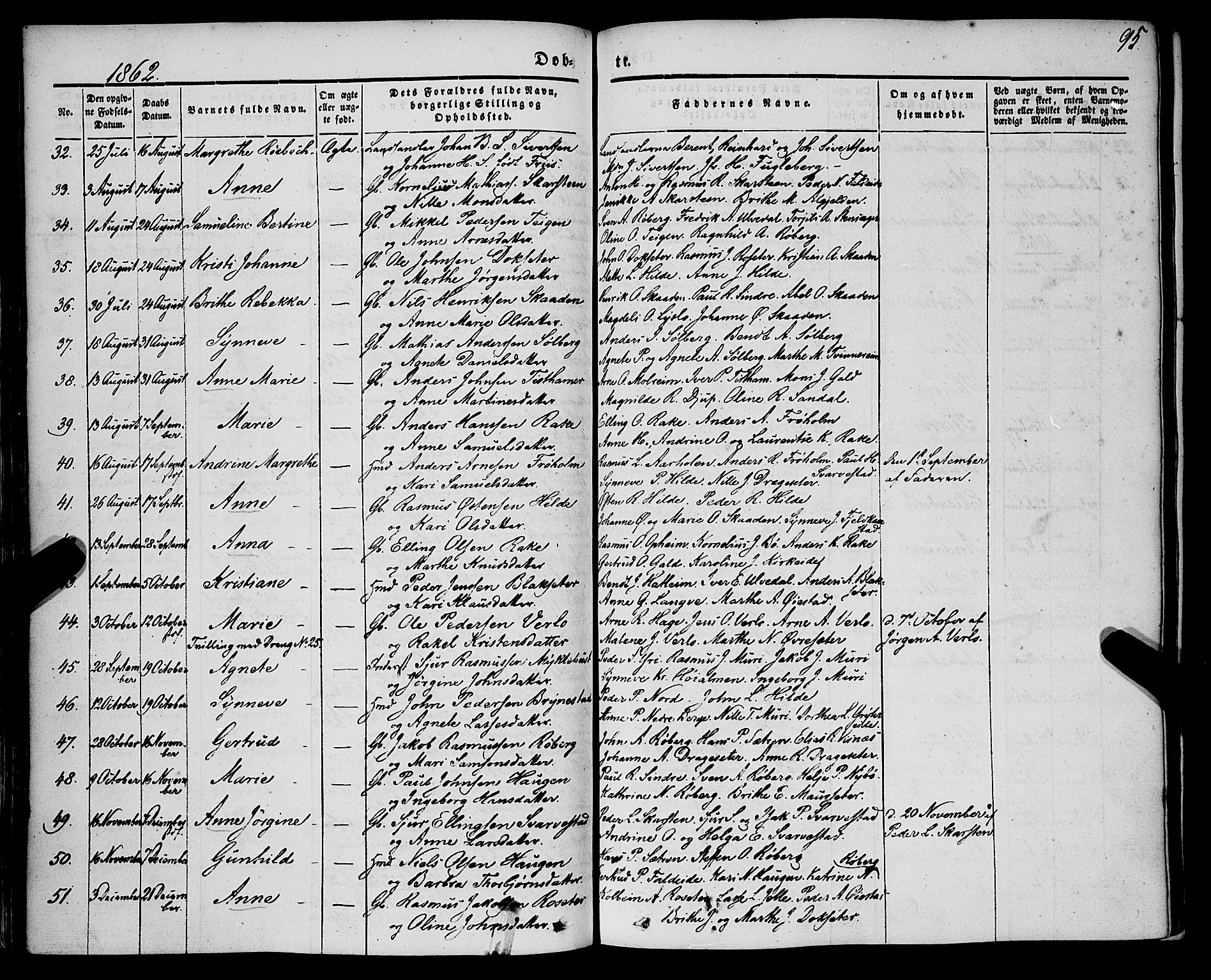 Innvik sokneprestembete, AV/SAB-A-80501: Parish register (official) no. A 5, 1847-1865, p. 95