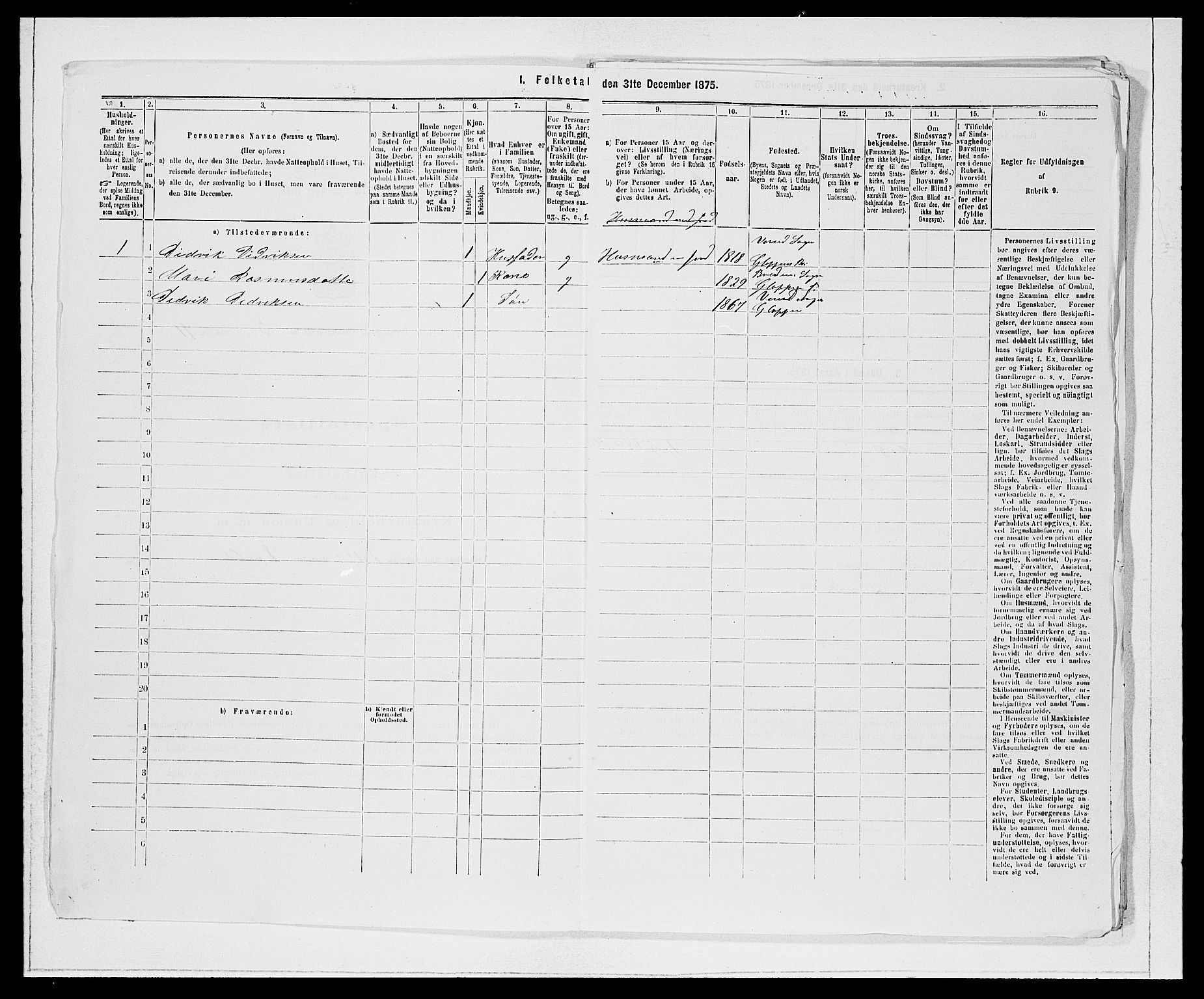 SAB, 1875 Census for 1445P Gloppen, 1875, p. 284