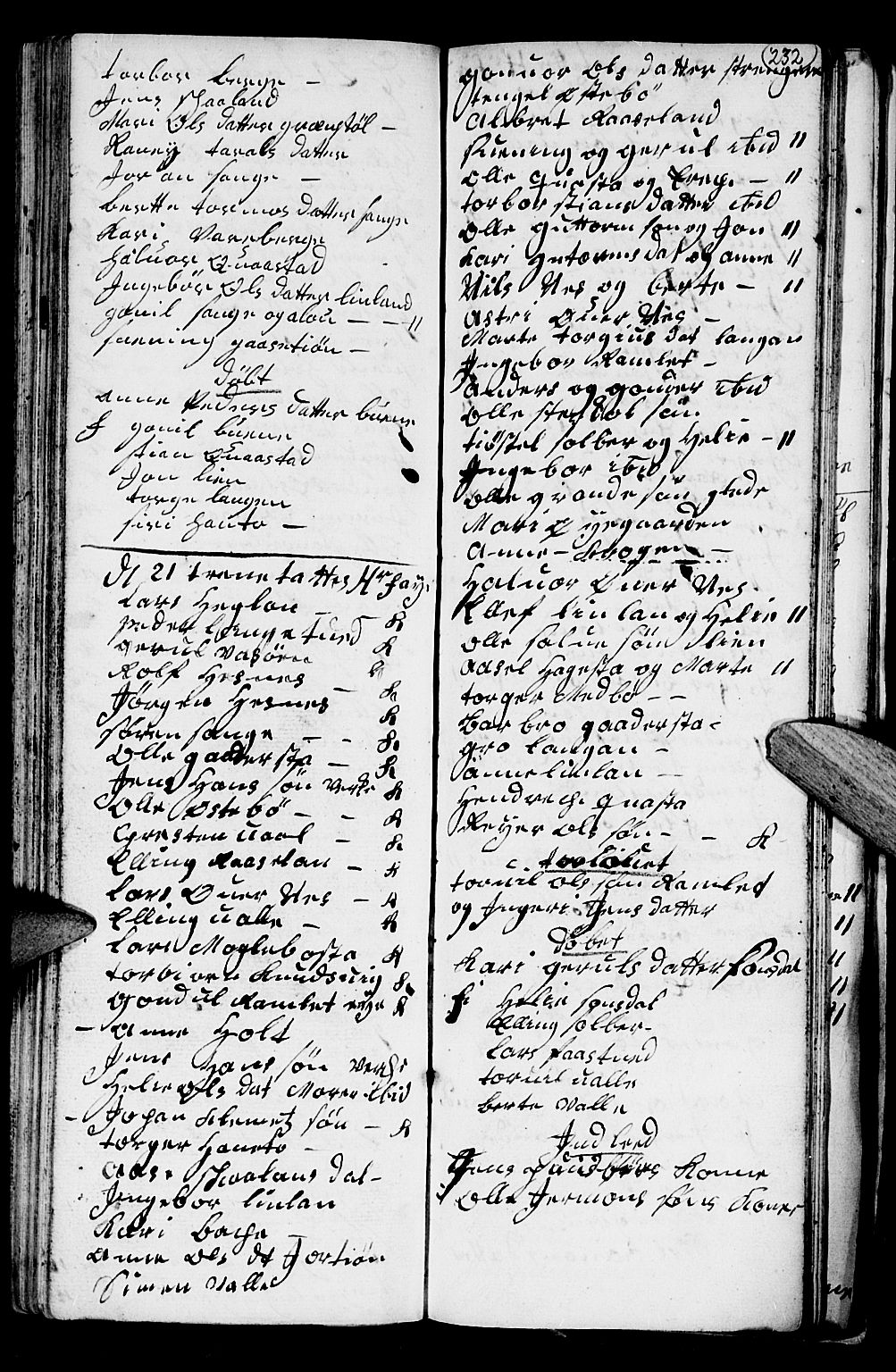 Holt sokneprestkontor, SAK/1111-0021/F/Fb/L0004: Parish register (copy) no. B 4, 1730-1746, p. 232