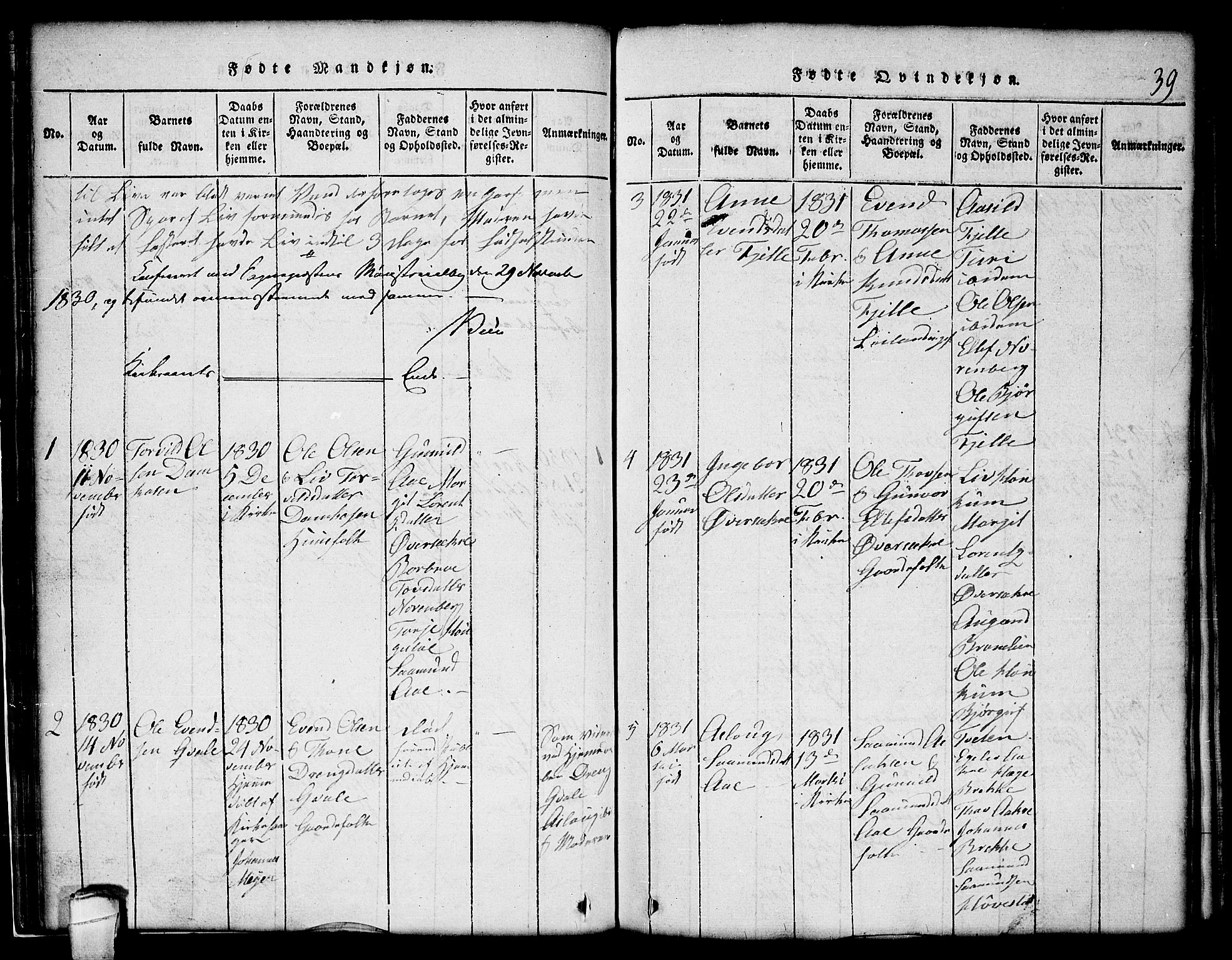 Lårdal kirkebøker, SAKO/A-284/G/Gc/L0001: Parish register (copy) no. III 1, 1815-1854, p. 39