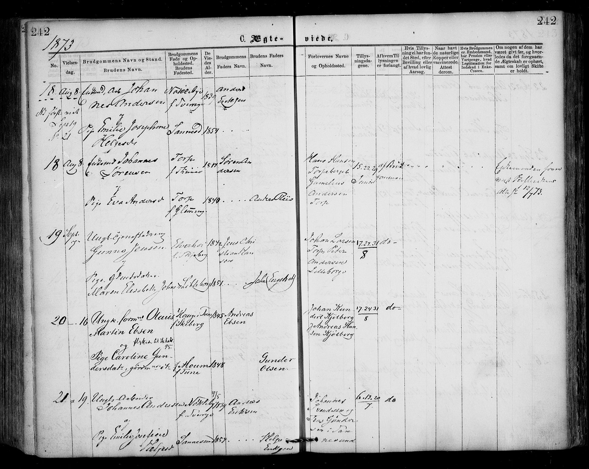 Borge prestekontor Kirkebøker, AV/SAO-A-10903/F/Fa/L0006: Parish register (official) no. I 6, 1861-1874, p. 242