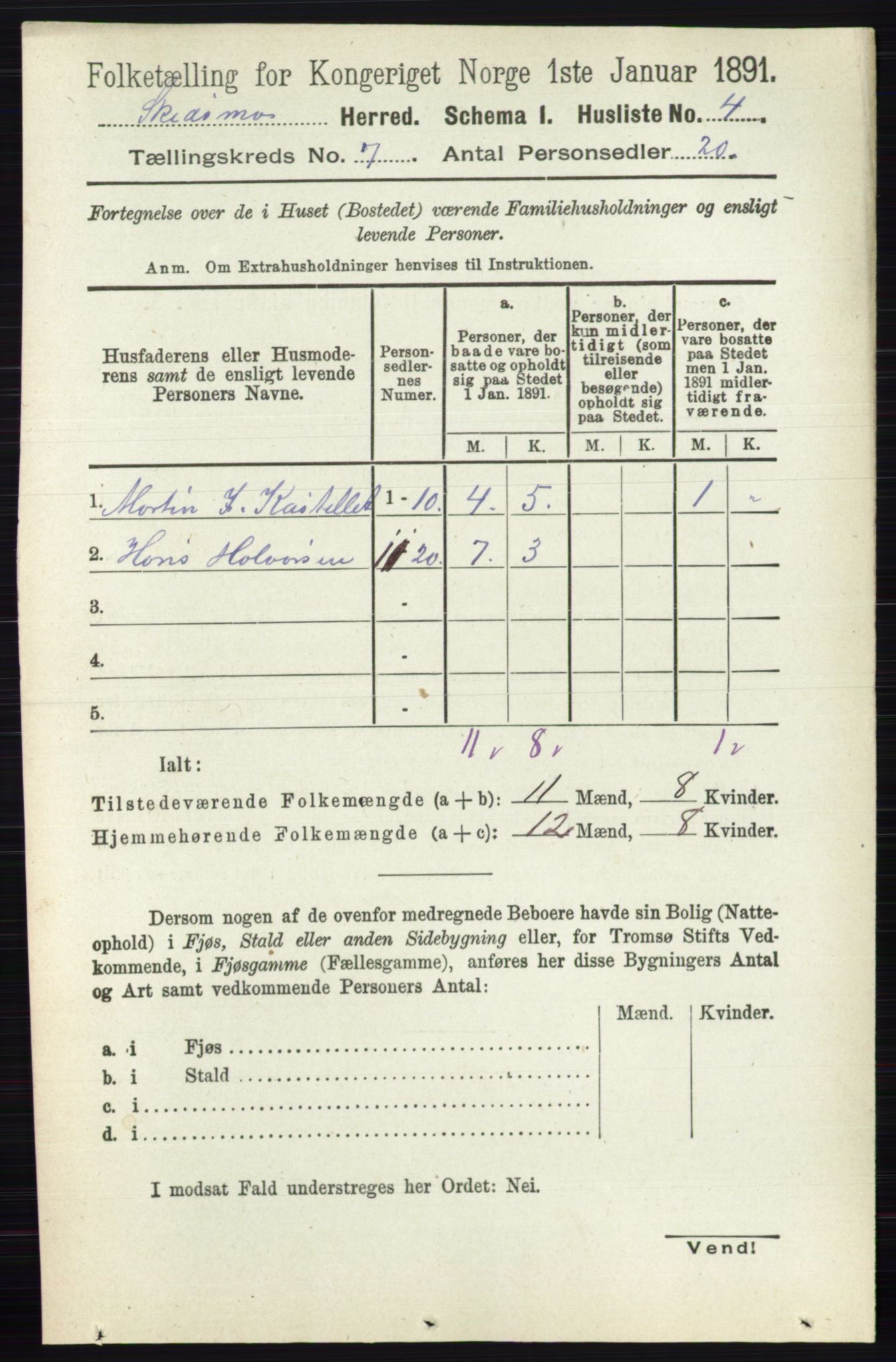 RA, 1891 census for 0231 Skedsmo, 1891, p. 3270