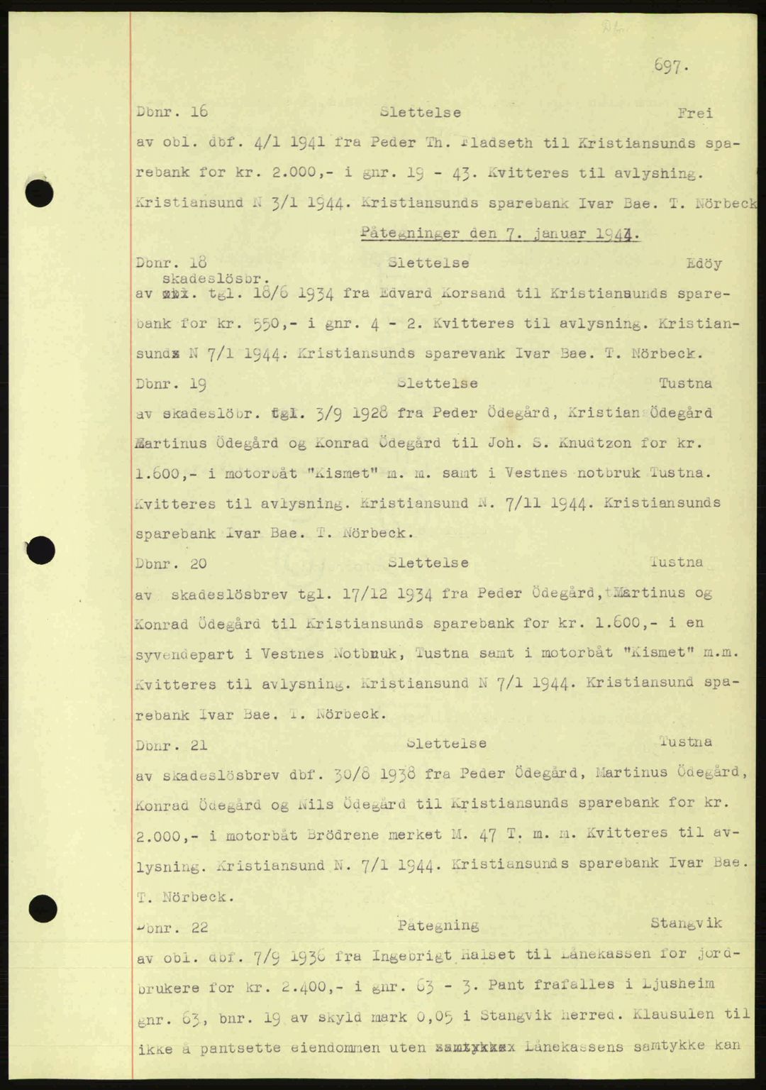 Nordmøre sorenskriveri, AV/SAT-A-4132/1/2/2Ca: Mortgage book no. C81, 1940-1945, Diary no: : 16/1944