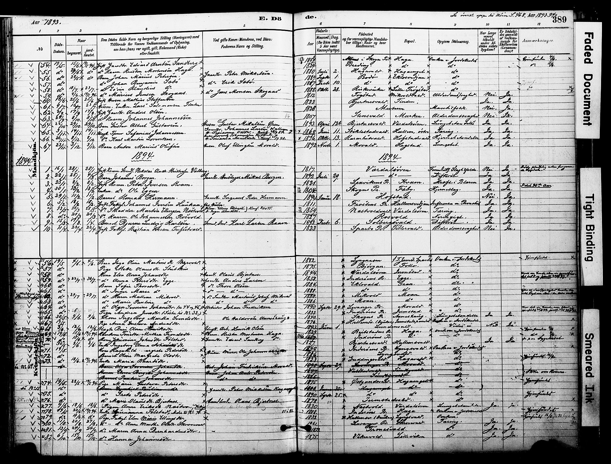 Ministerialprotokoller, klokkerbøker og fødselsregistre - Nord-Trøndelag, SAT/A-1458/723/L0244: Parish register (official) no. 723A13, 1881-1899, p. 389