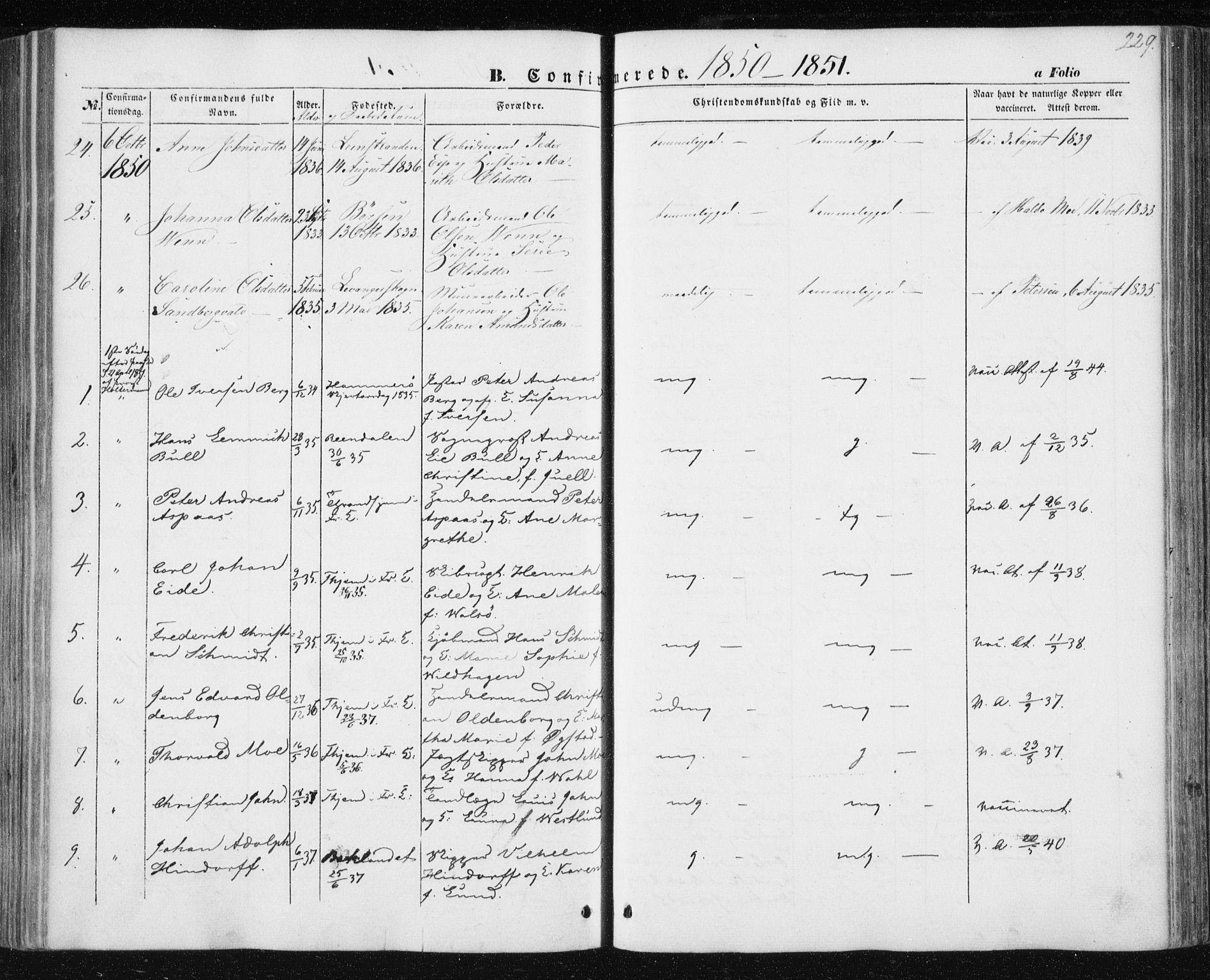 Ministerialprotokoller, klokkerbøker og fødselsregistre - Sør-Trøndelag, SAT/A-1456/602/L0112: Parish register (official) no. 602A10, 1848-1859, p. 229