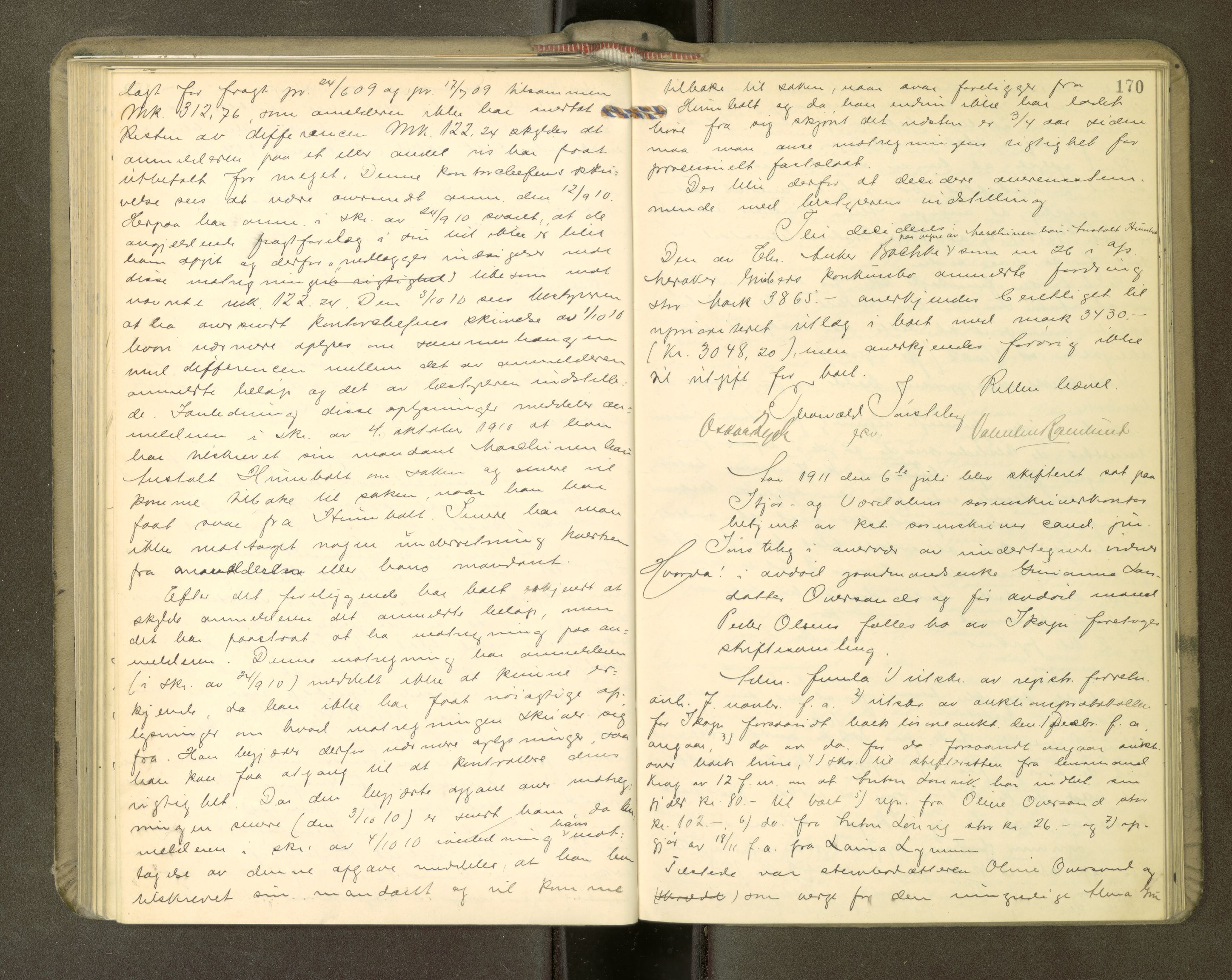 Stjør- og Verdal sorenskriveri, AV/SAT-A-4167/1/3/3B/L0011: Skifteforhandlingsprotokoll, 1909-1912, p. 170