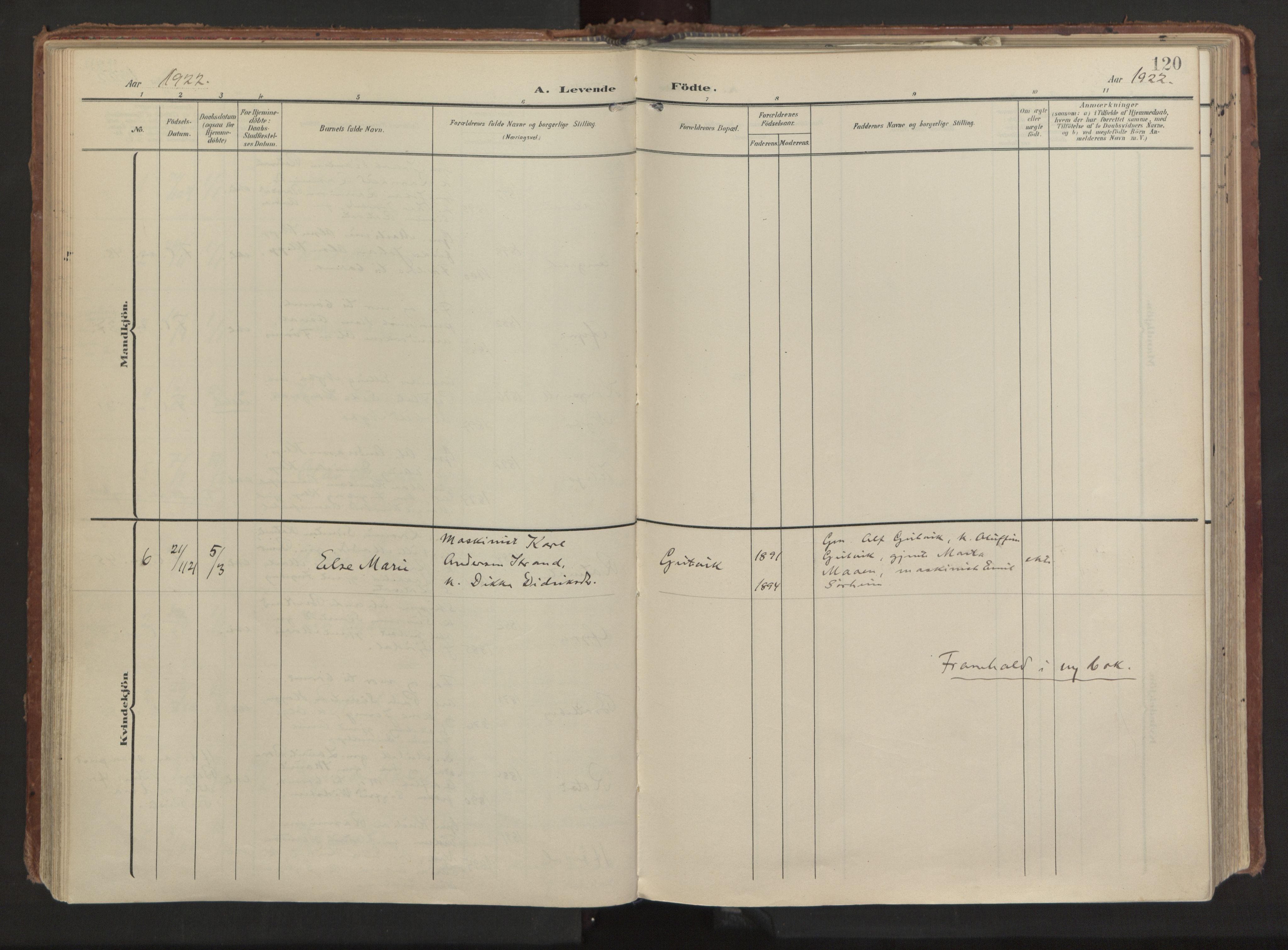 Ministerialprotokoller, klokkerbøker og fødselsregistre - Møre og Romsdal, AV/SAT-A-1454/511/L0144: Parish register (official) no. 511A11, 1906-1923, p. 120