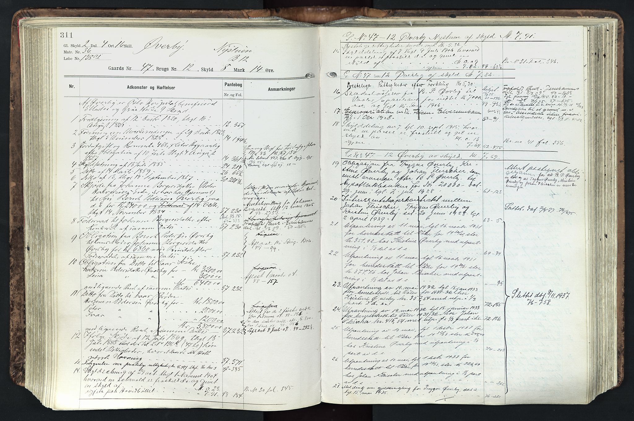 Solør tingrett, AV/SAH-TING-008/H/Ha/Hak/L0003: Mortgage register no. III, 1900-1935, p. 311