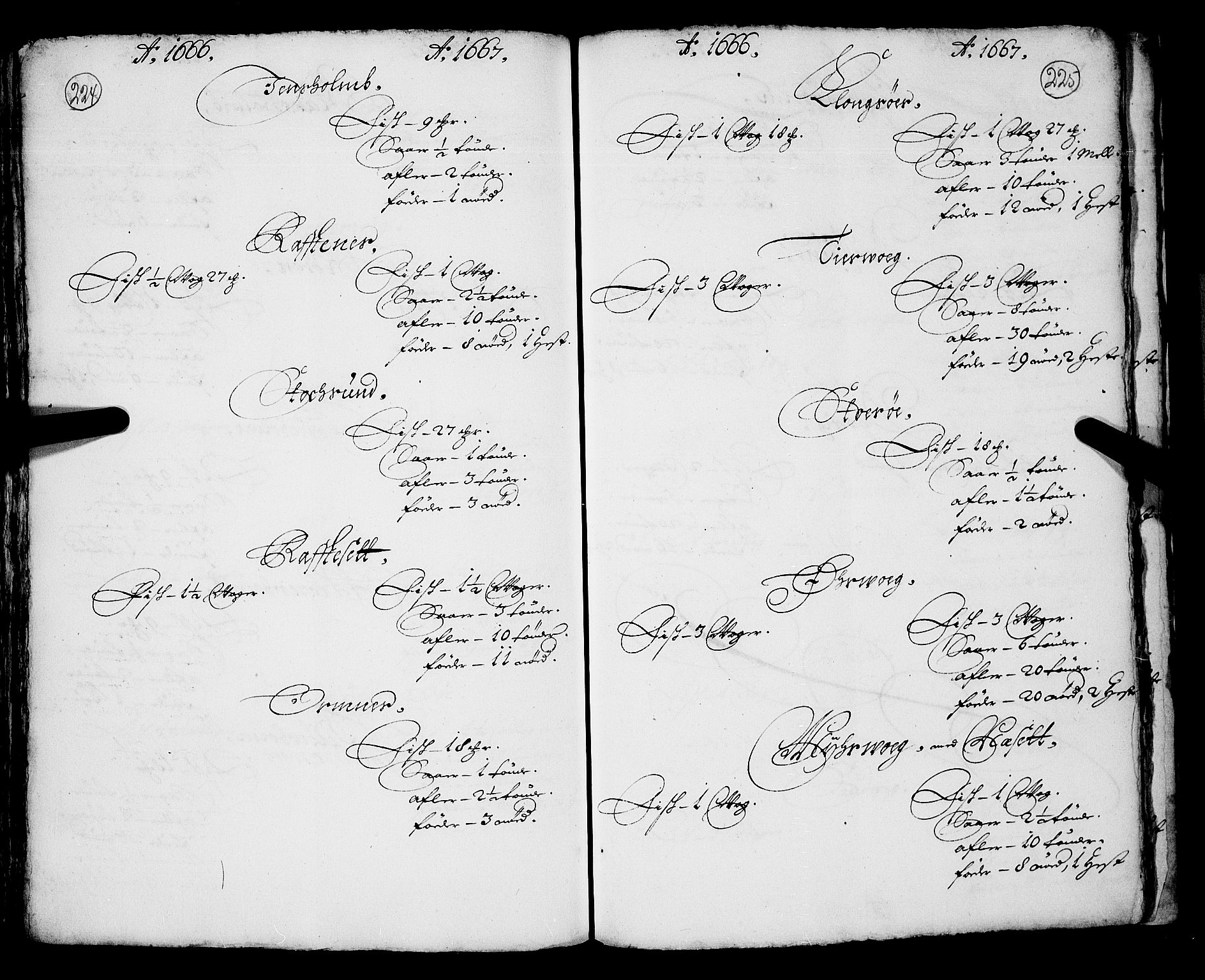 Rentekammeret inntil 1814, Realistisk ordnet avdeling, AV/RA-EA-4070/N/Nb/Nba/L0046: Sunnmøre fogderi, 1666-1667, p. 224-225