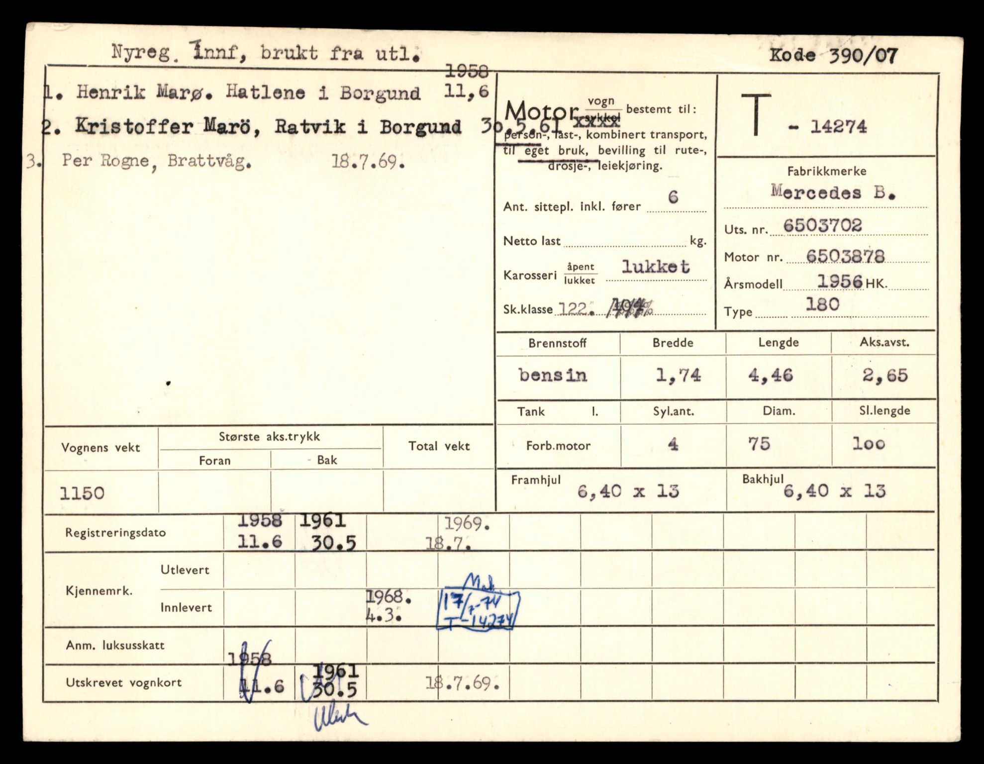 Møre og Romsdal vegkontor - Ålesund trafikkstasjon, AV/SAT-A-4099/F/Fe/L0044: Registreringskort for kjøretøy T 14205 - T 14319, 1927-1998, p. 2041