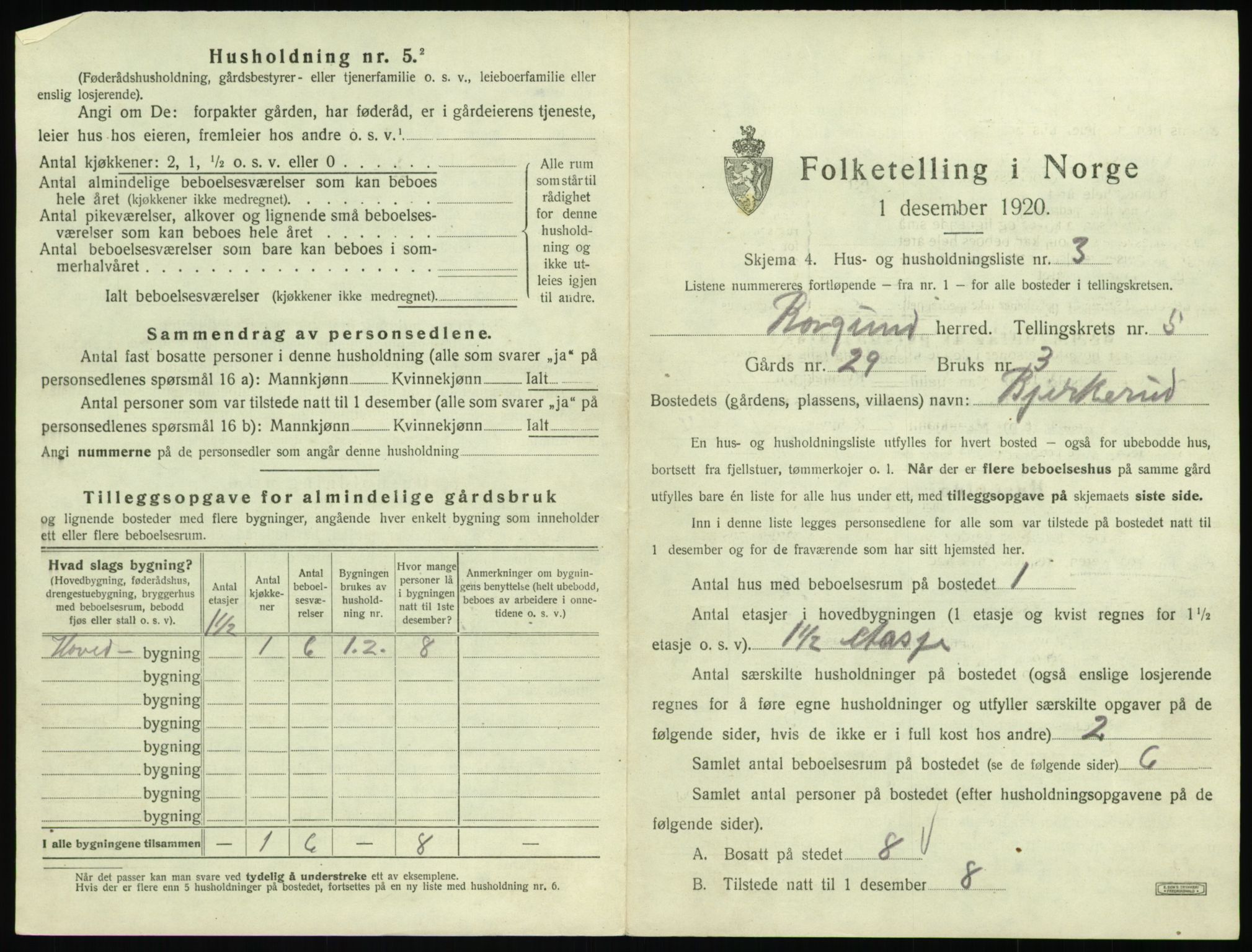 SAT, 1920 census for Borgund, 1920, p. 466