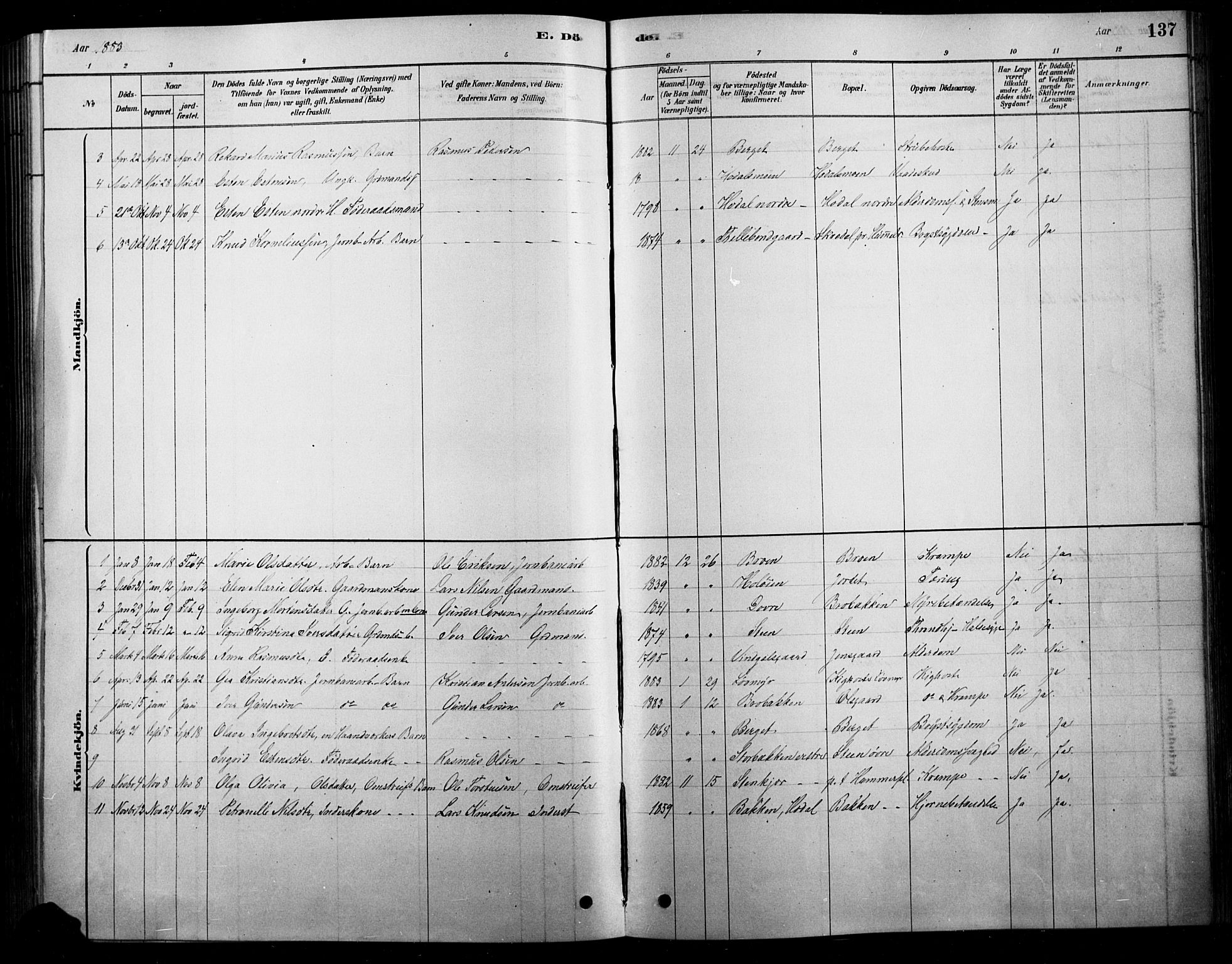 Tolga prestekontor, SAH/PREST-062/L/L0007: Parish register (copy) no. 7, 1878-1919, p. 137
