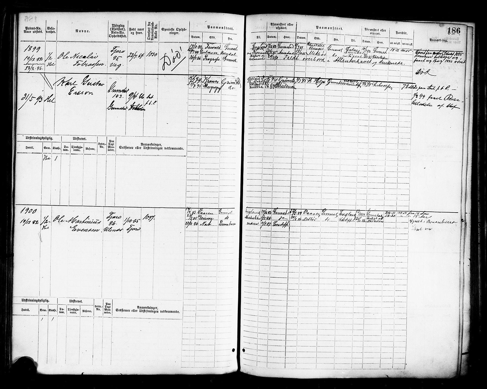 Grimstad mønstringskrets, AV/SAK-2031-0013/F/Fb/L0011: Hovedrulle nr 1529-2290, V-24, 1877-1889, p. 193