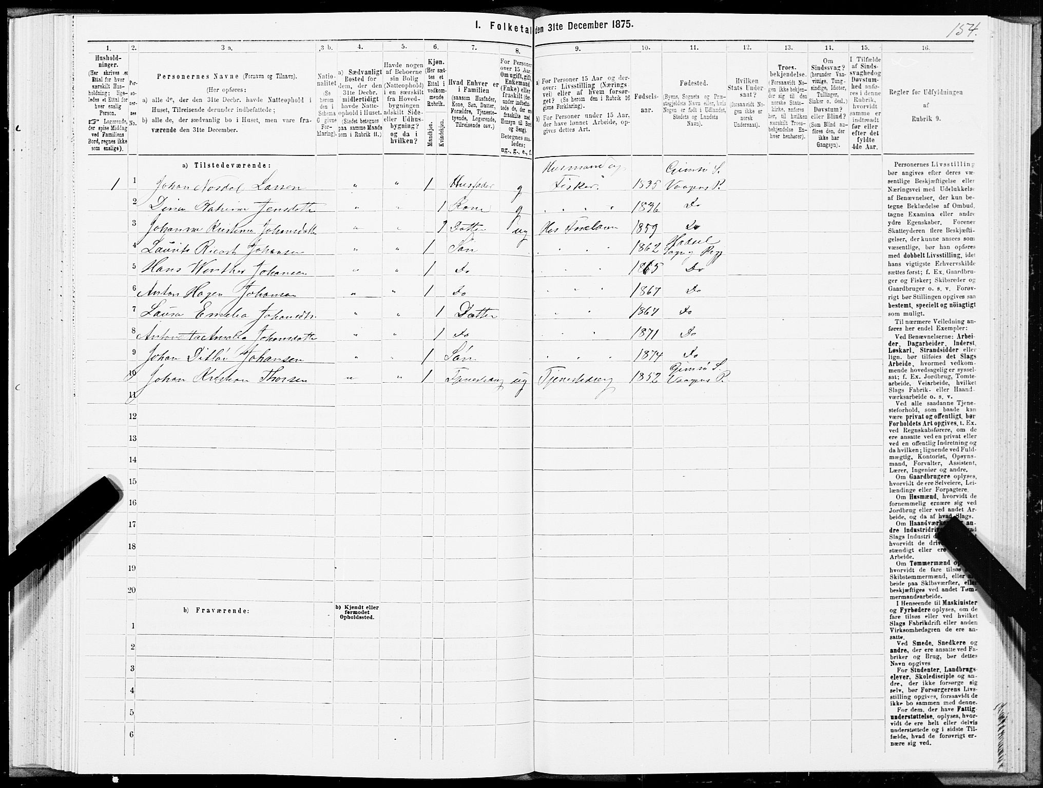 SAT, 1875 census for 1866P Hadsel, 1875, p. 2154