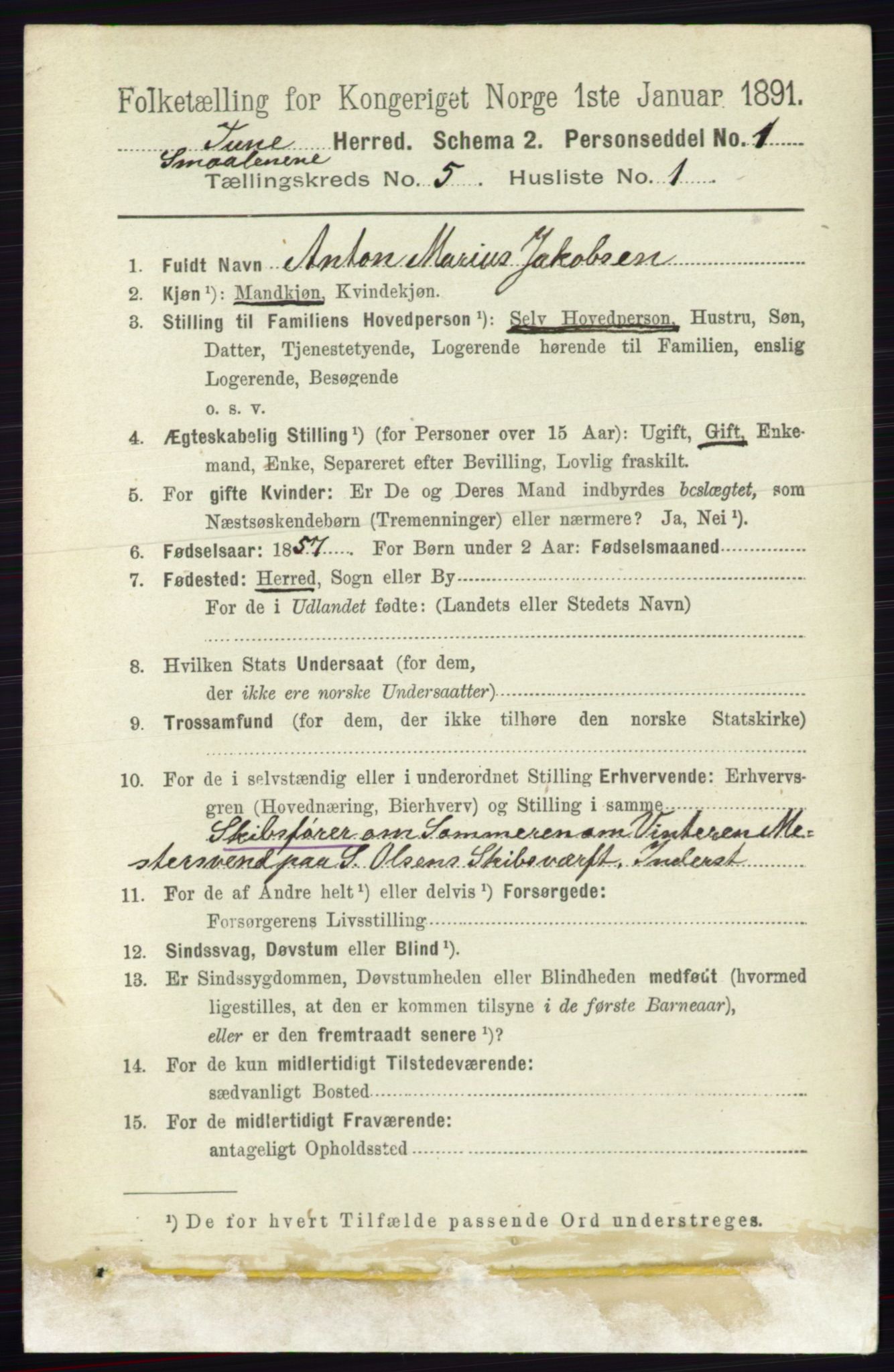 RA, 1891 census for 0130 Tune, 1891, p. 3272