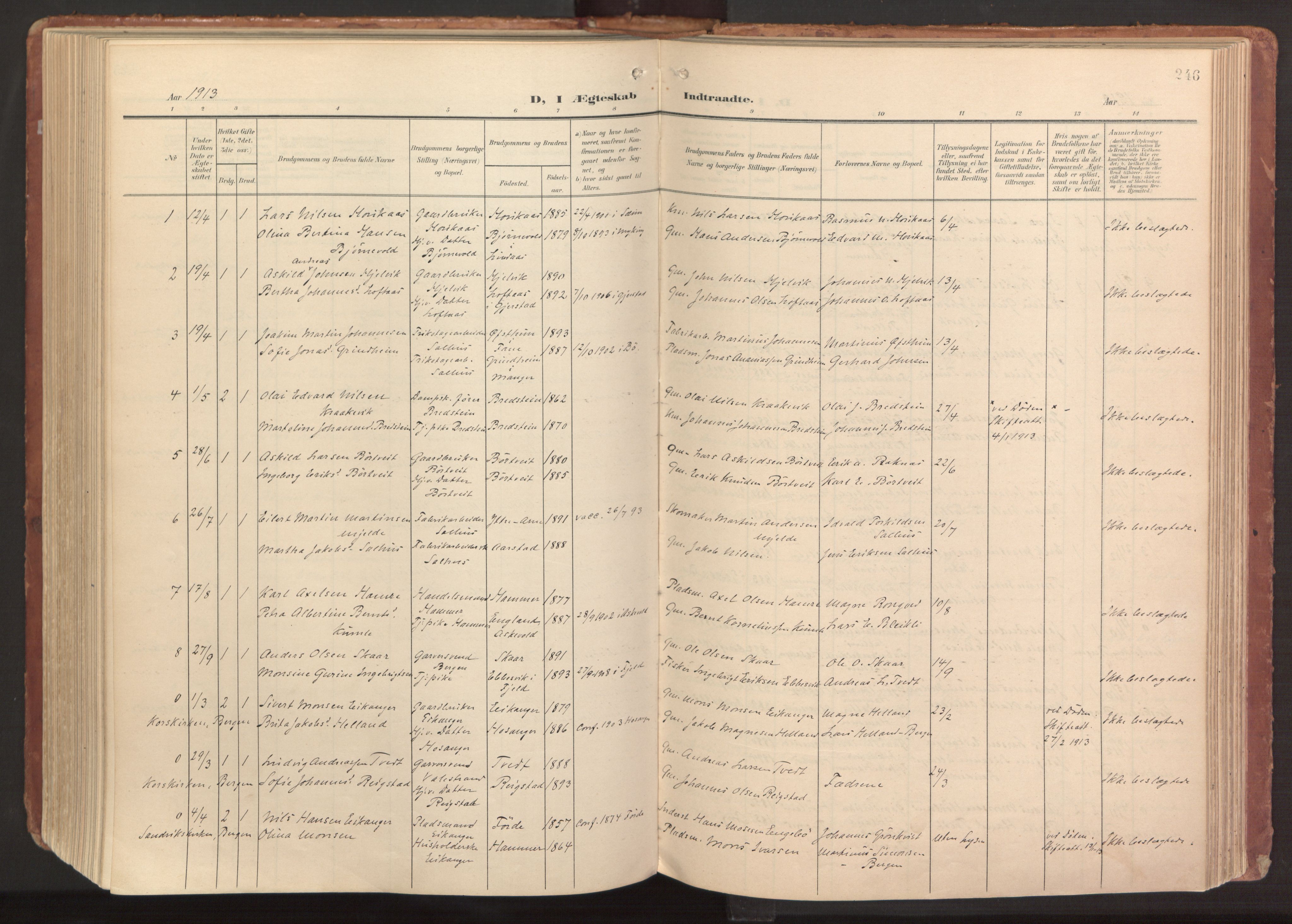 Hamre sokneprestembete, AV/SAB-A-75501/H/Ha/Haa/Haab/L0002: Parish register (official) no. B 2, 1905-1924, p. 246