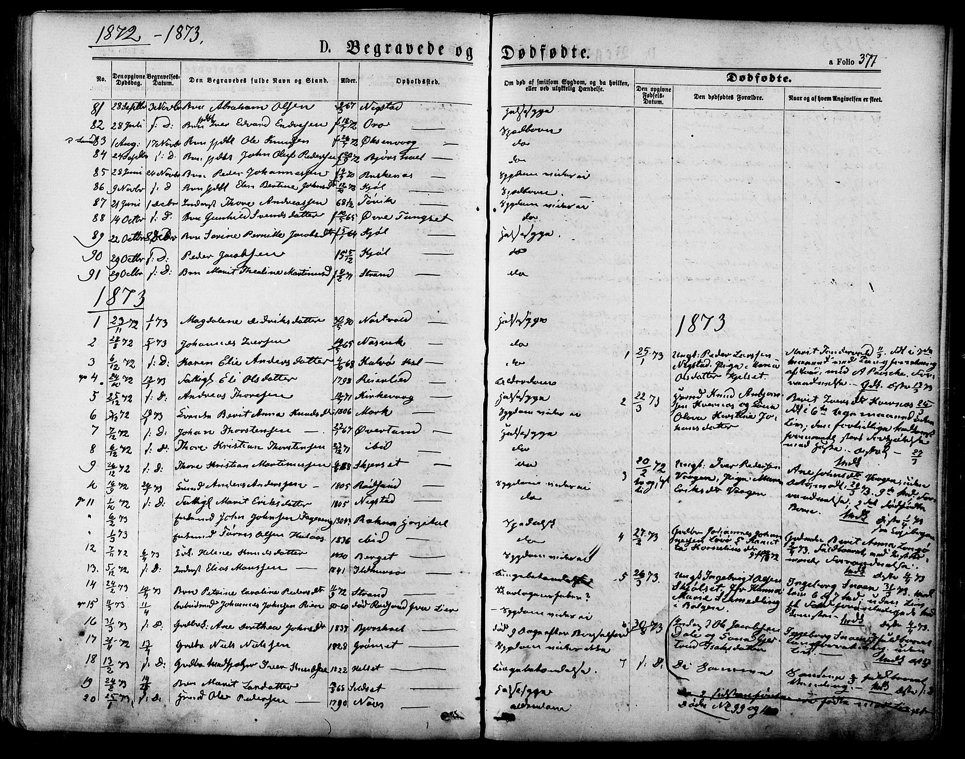 Ministerialprotokoller, klokkerbøker og fødselsregistre - Møre og Romsdal, SAT/A-1454/568/L0805: Parish register (official) no. 568A12 /1, 1869-1884, p. 377